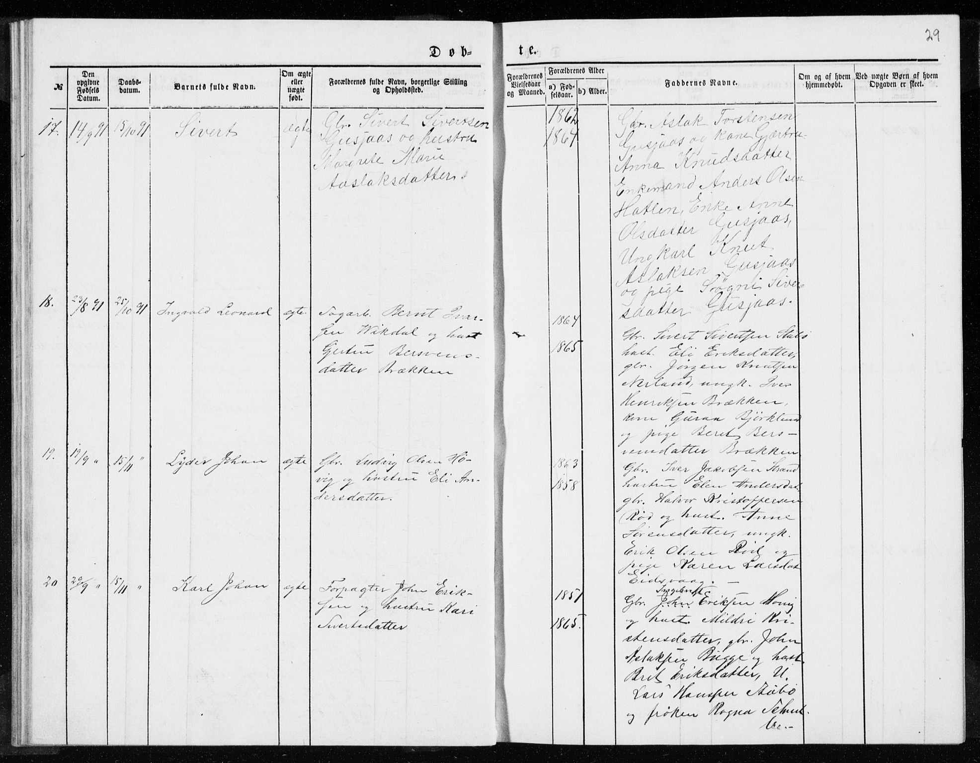 Ministerialprotokoller, klokkerbøker og fødselsregistre - Møre og Romsdal, AV/SAT-A-1454/551/L0631: Parish register (copy) no. 551C03, 1886-1894, p. 29