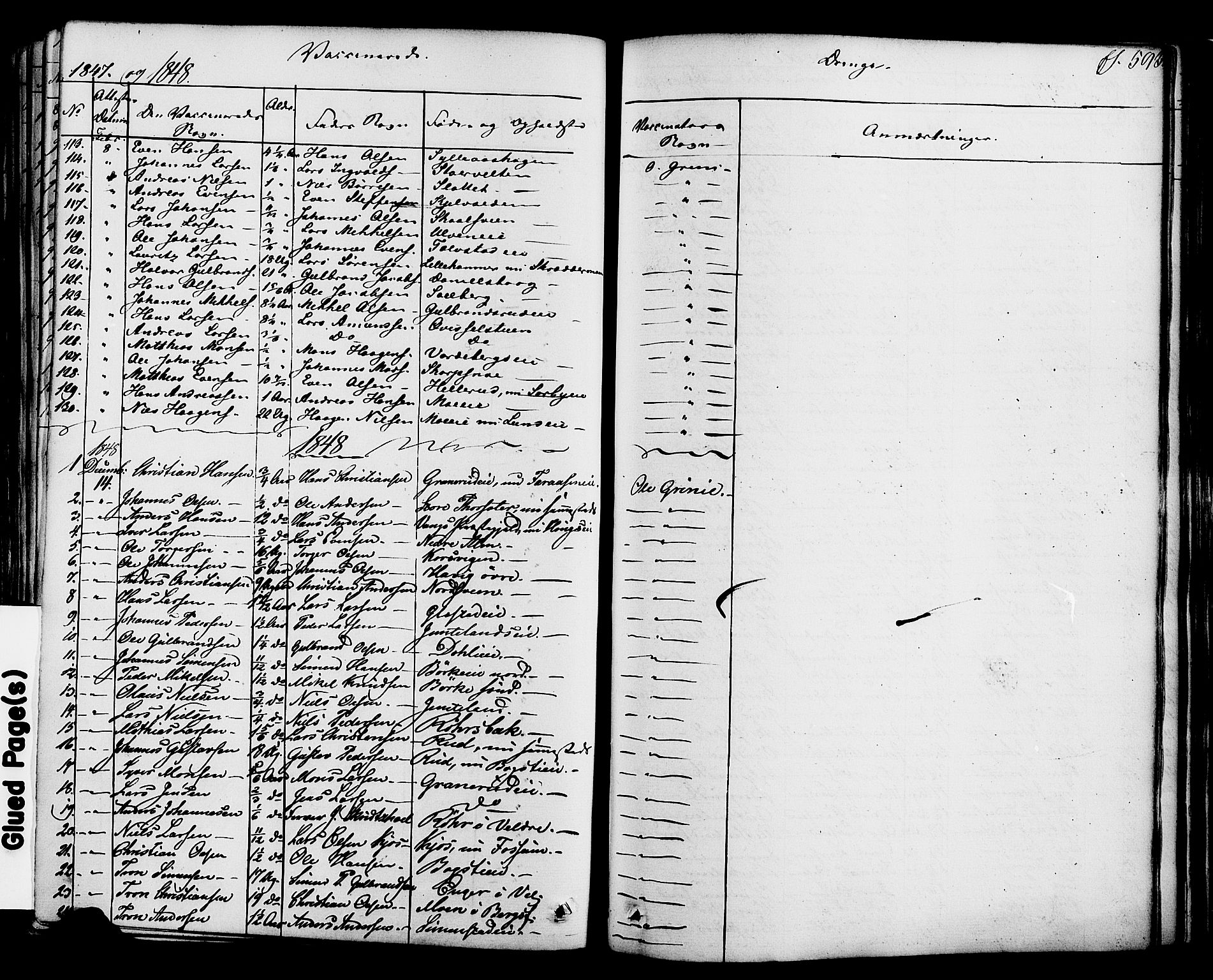 Ringsaker prestekontor, SAH/PREST-014/K/Ka/L0008: Parish register (official) no. 8, 1837-1850, p. 593
