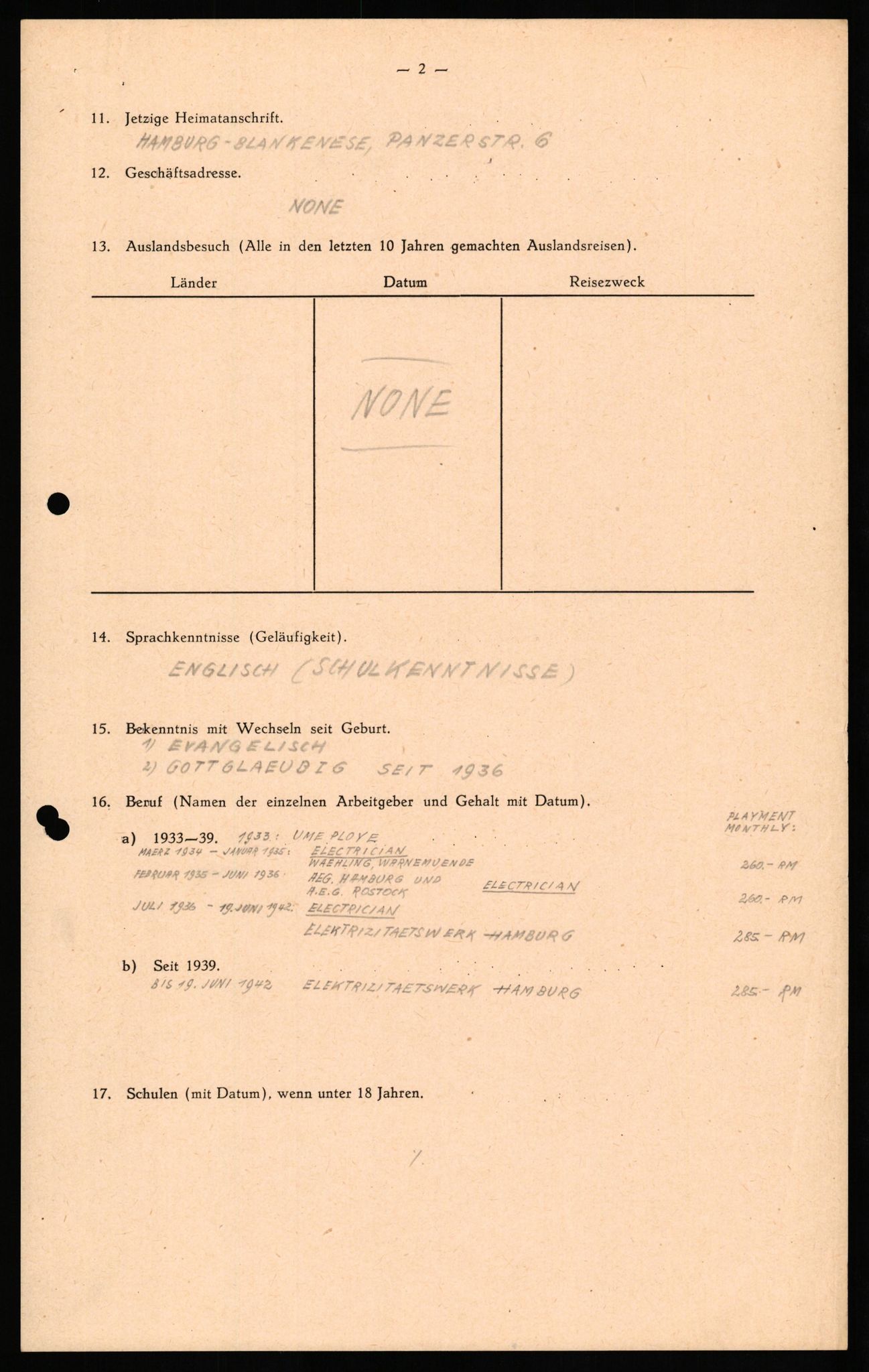 Forsvaret, Forsvarets overkommando II, AV/RA-RAFA-3915/D/Db/L0024: CI Questionaires. Tyske okkupasjonsstyrker i Norge. Tyskere., 1945-1946, p. 429