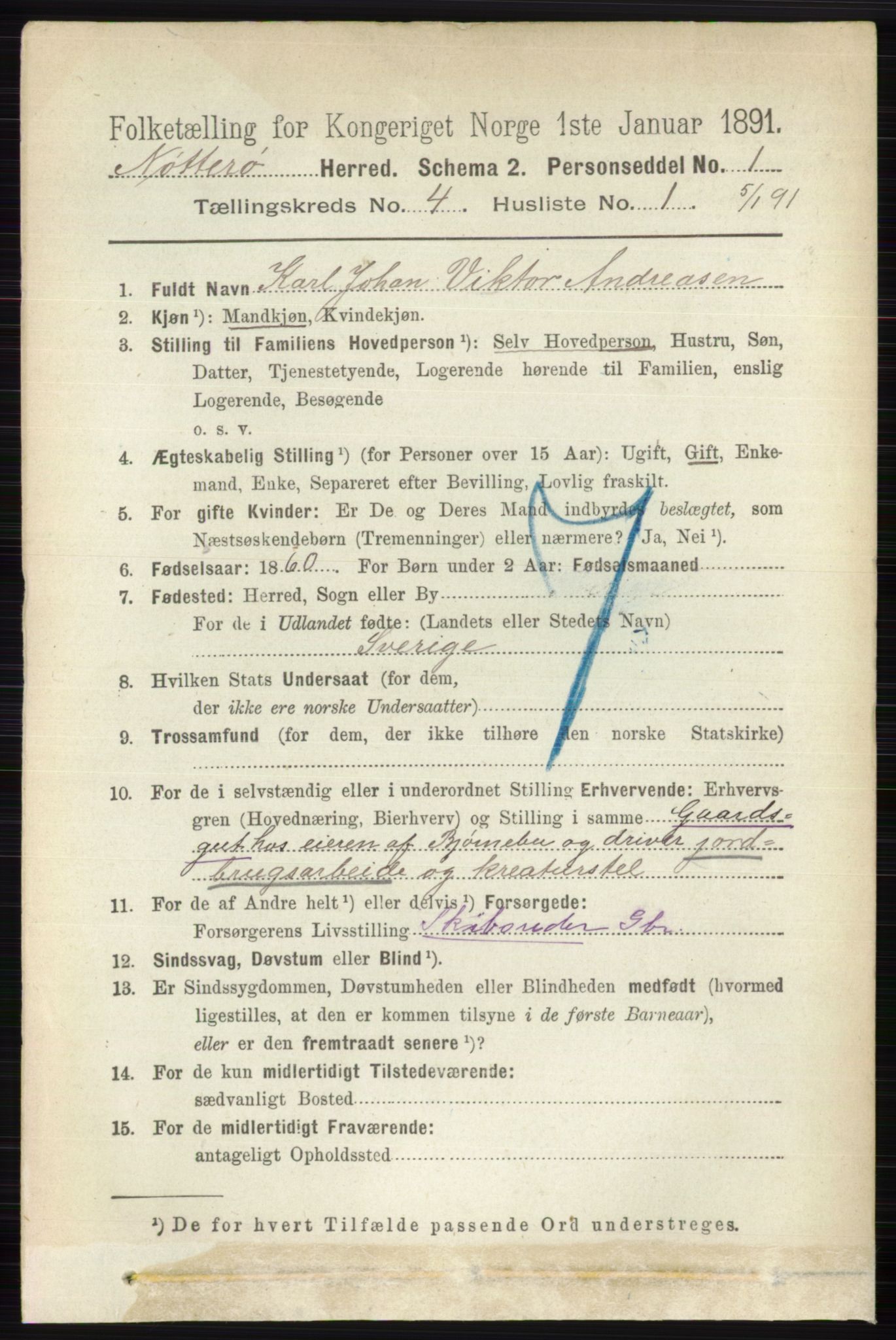 RA, 1891 census for 0722 Nøtterøy, 1891, p. 2029