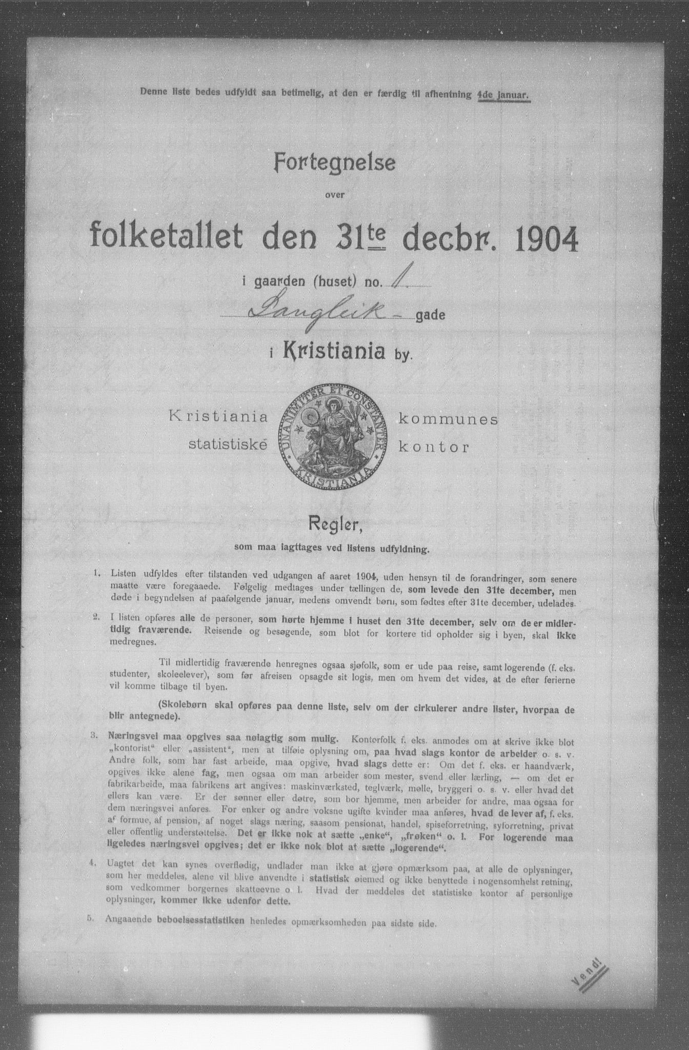 OBA, Municipal Census 1904 for Kristiania, 1904, p. 11009