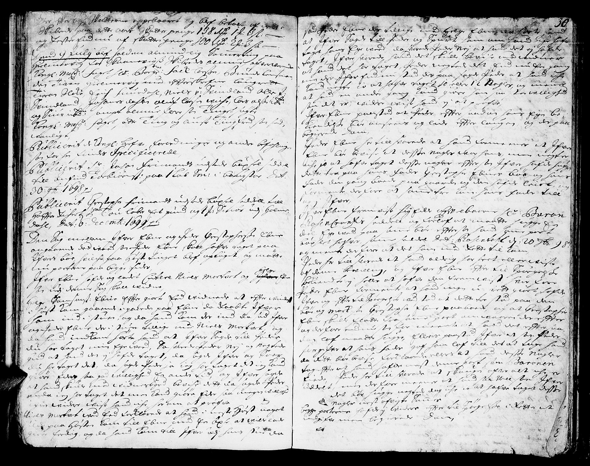 Sunnhordland sorenskrivar, AV/SAB-A-2401/1/F/Faa/L0024: Tingbøker, 1700, p. 29b-30a