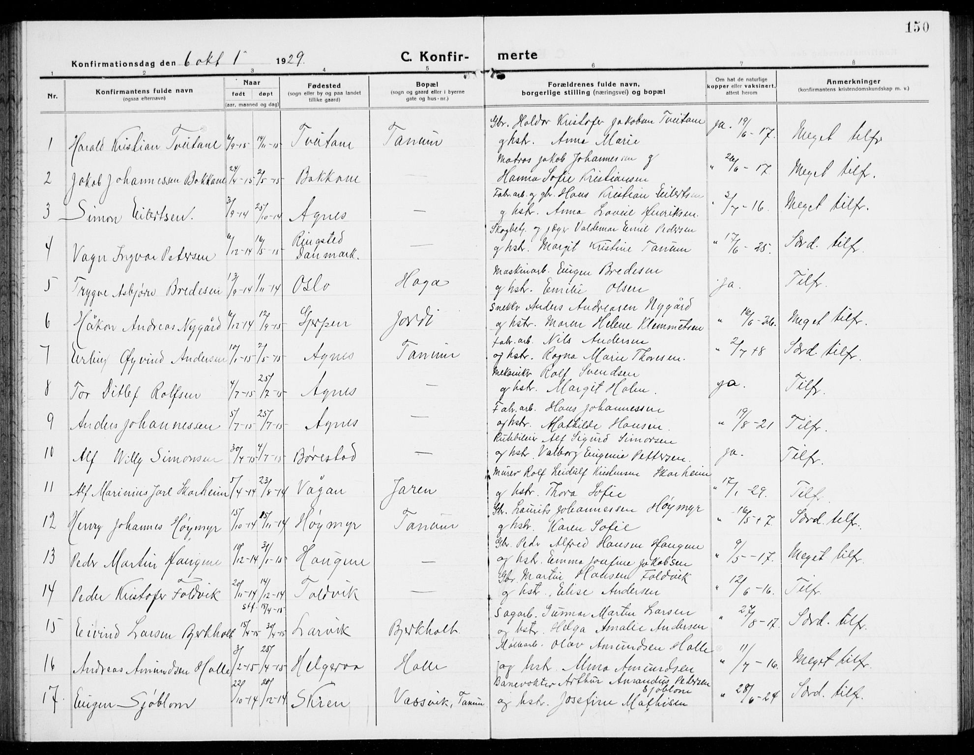 Brunlanes kirkebøker, SAKO/A-342/G/Ga/L0005: Parish register (copy) no. I 5, 1918-1941, p. 150