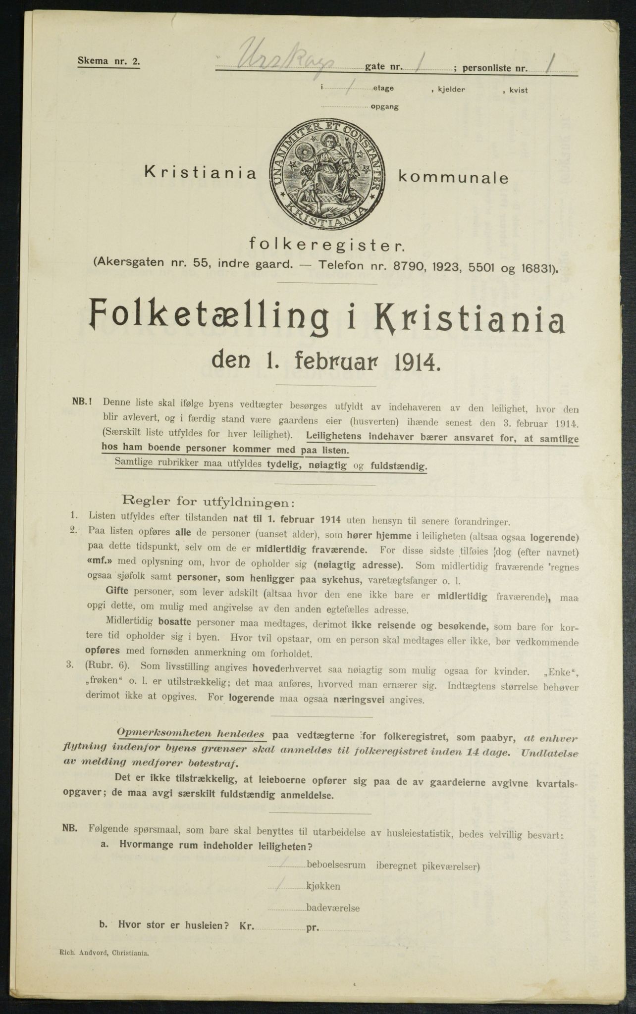 OBA, Municipal Census 1914 for Kristiania, 1914, p. 2542