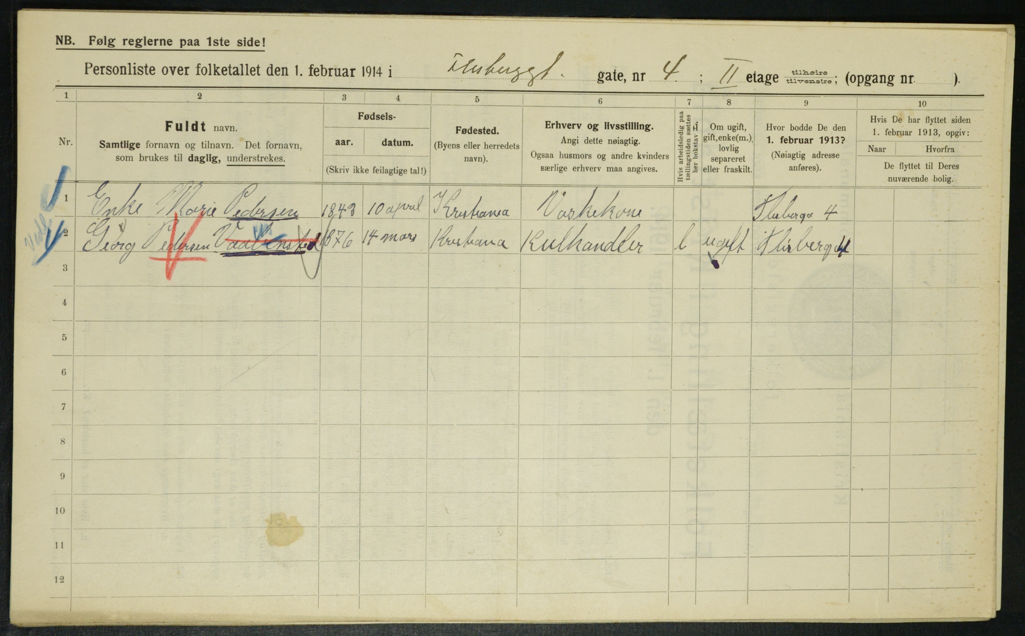 OBA, Municipal Census 1914 for Kristiania, 1914, p. 24774