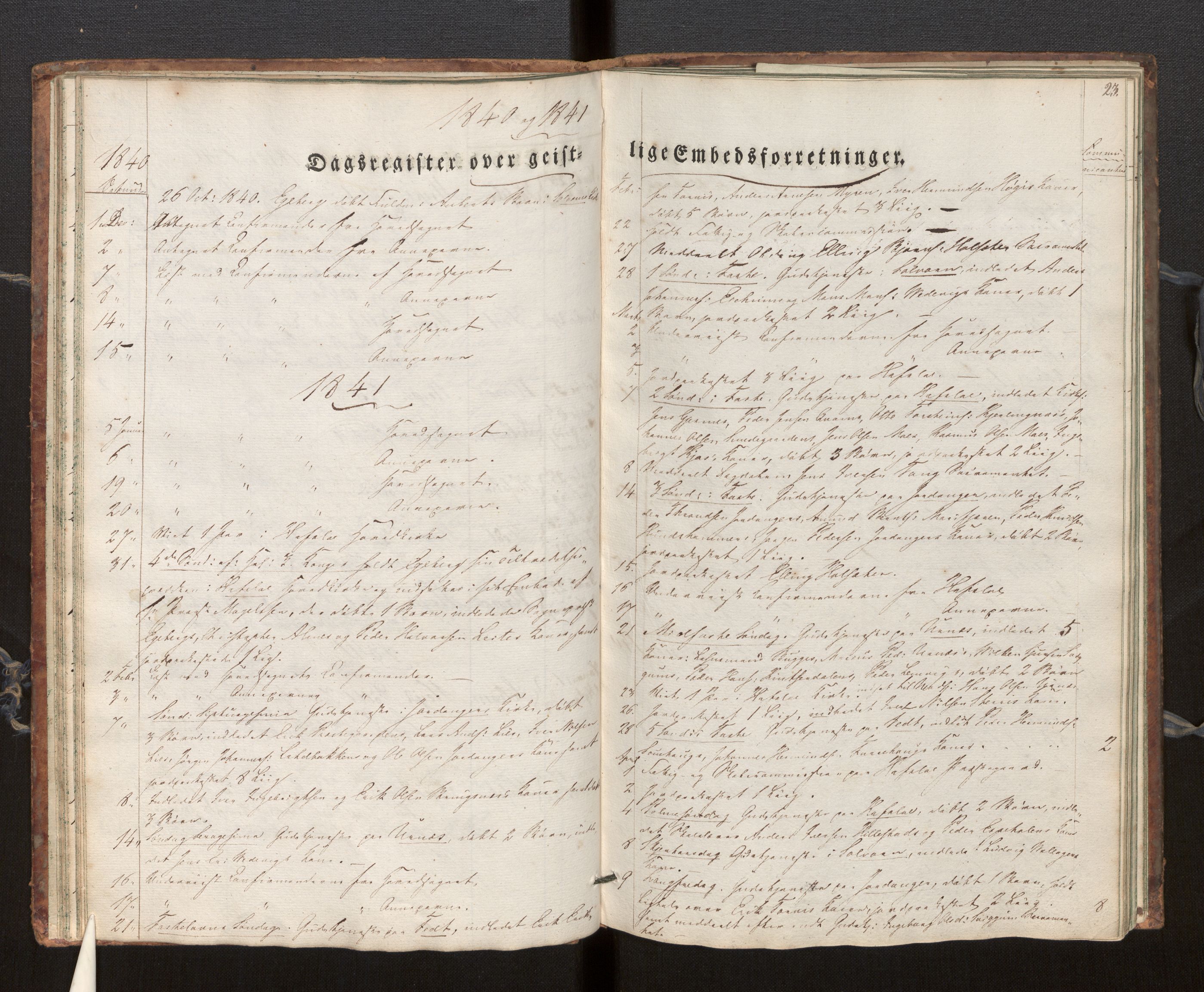 Hafslo sokneprestembete, SAB/A-80301/H/Haa/Haaf/L0001: Diary records no. F 1, 1834-1854, p. 23