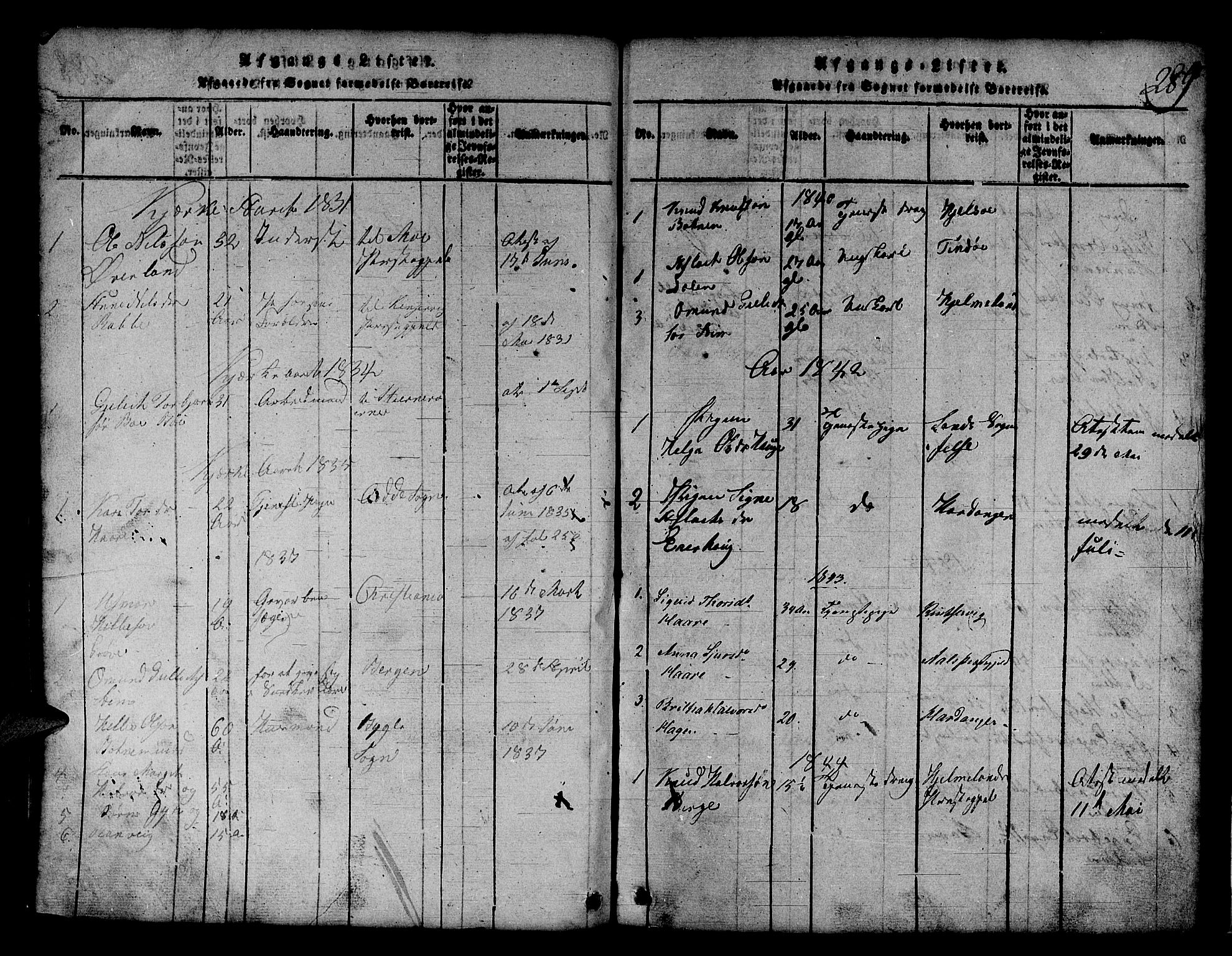 Røldal sokneprestembete, SAB/A-100247: Parish register (copy) no. A 1, 1817-1860, p. 289