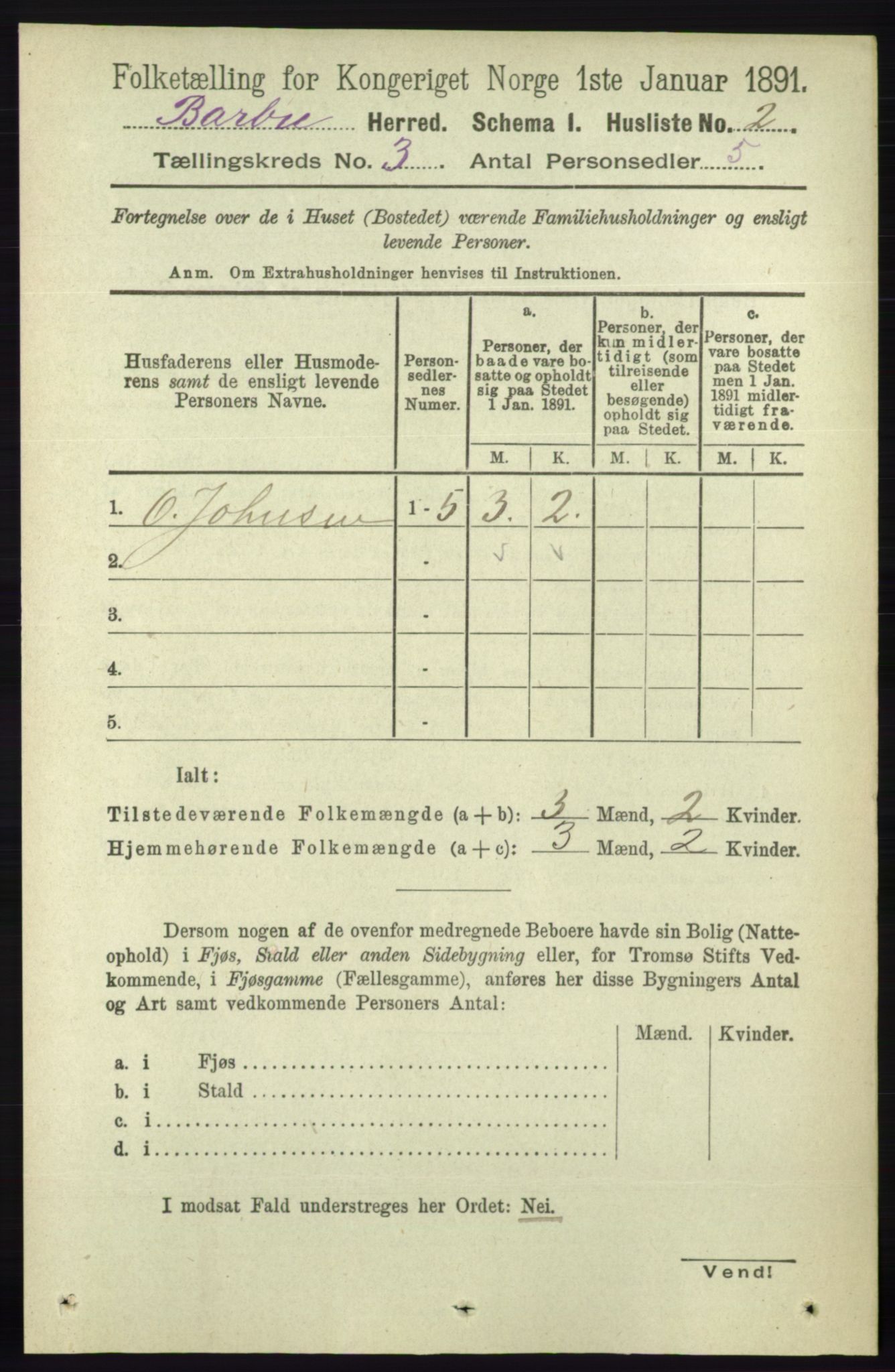 RA, 1891 census for 0990 Barbu, 1891, p. 1391