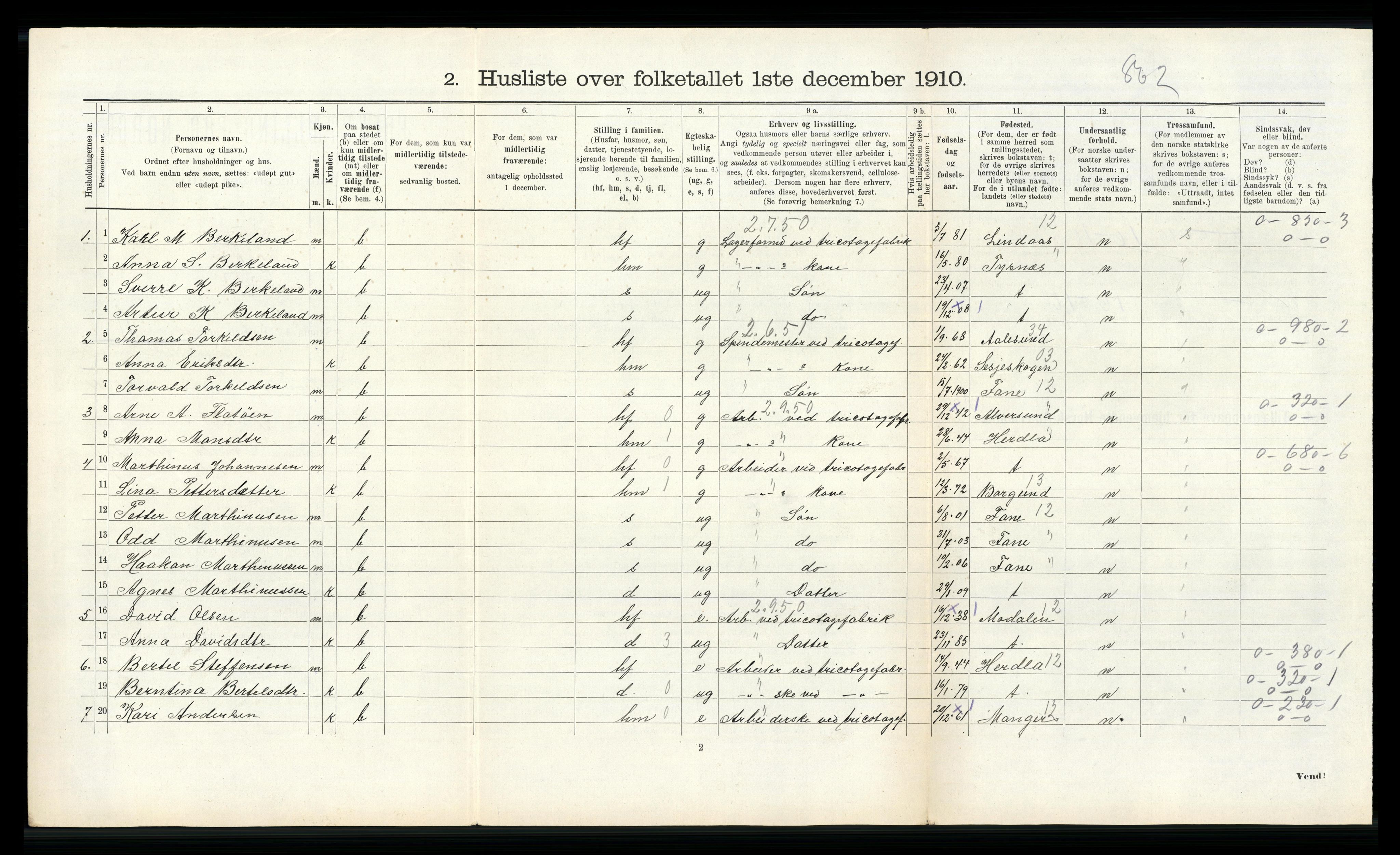 RA, 1910 census for Hamre, 1910, p. 901
