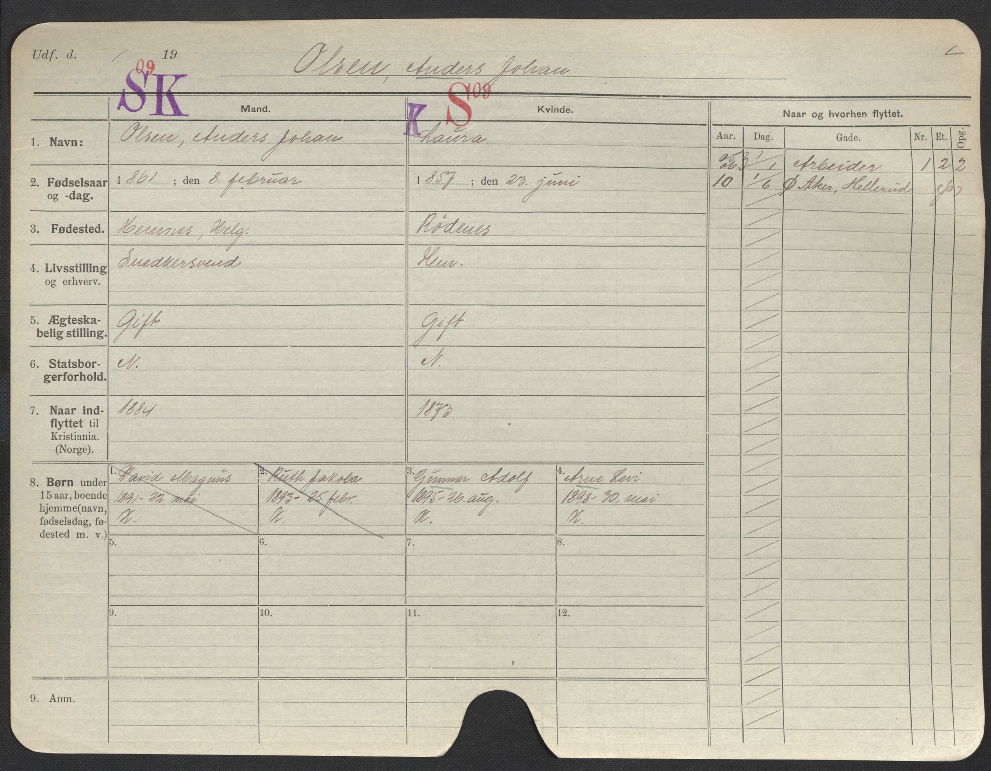 Oslo folkeregister, Registerkort, SAO/A-11715/F/Fa/Fac/L0008: Menn, 1906-1914, p. 676a