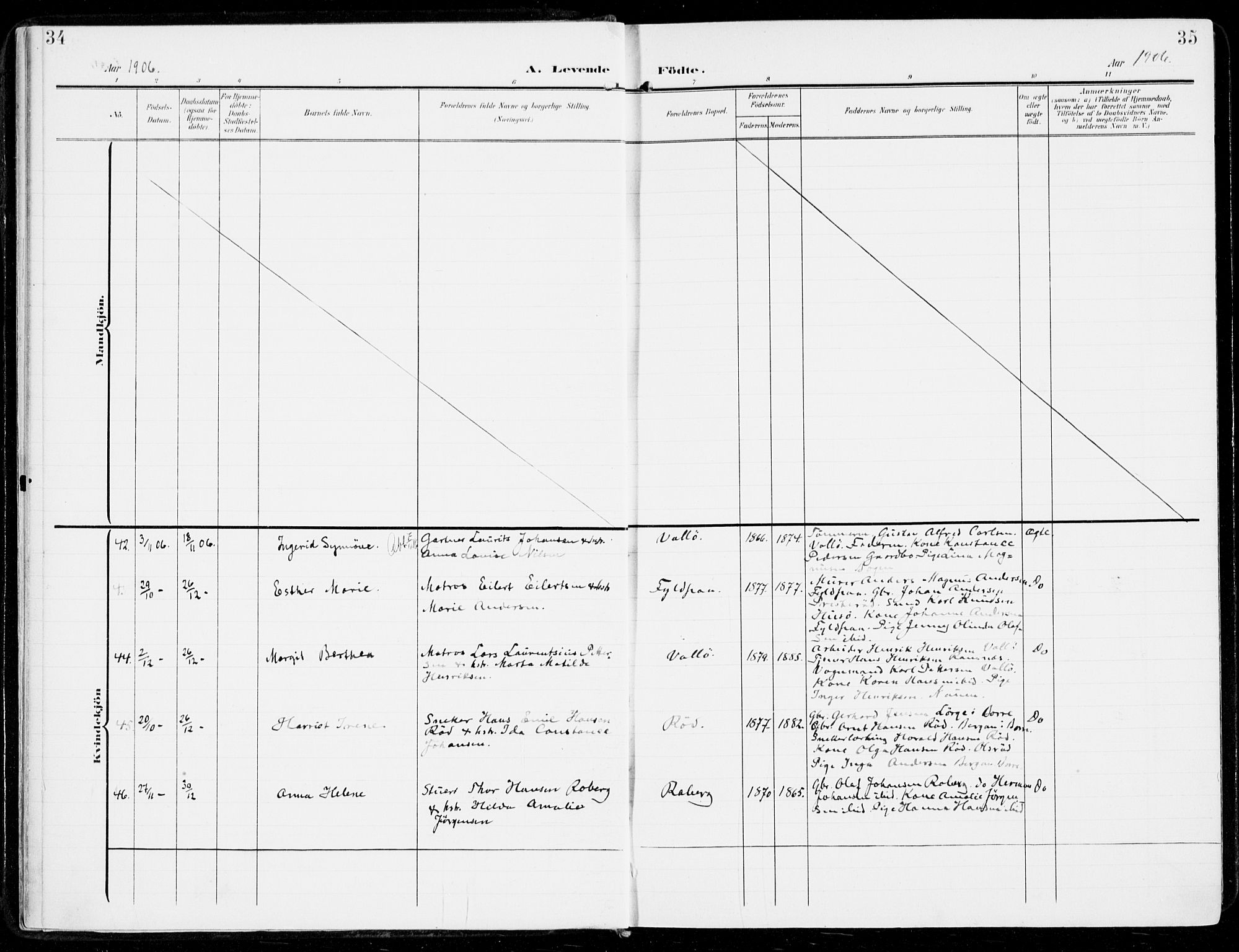 Sem kirkebøker, AV/SAKO-A-5/F/Fb/L0006: Parish register (official) no. II 6, 1905-1918, p. 34-35