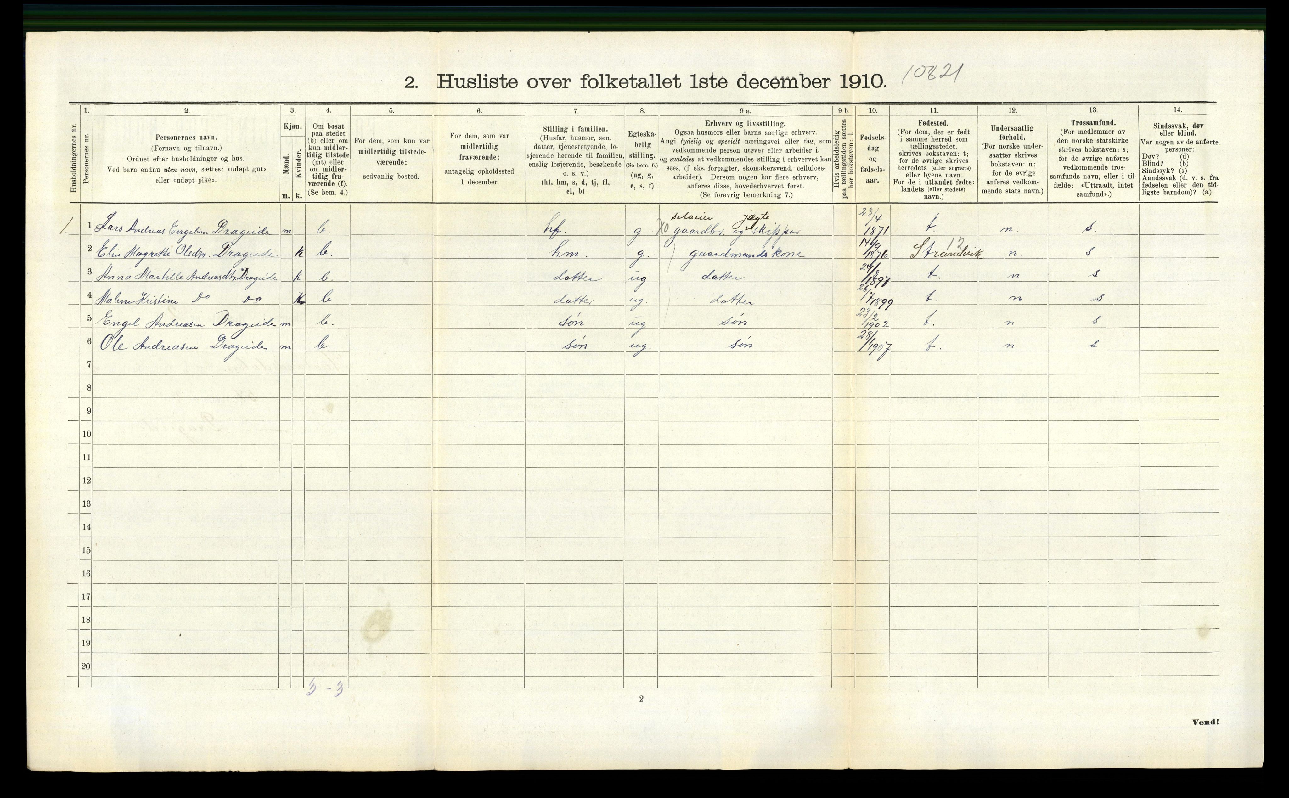 RA, 1910 census for Hålandsdal, 1910, p. 103