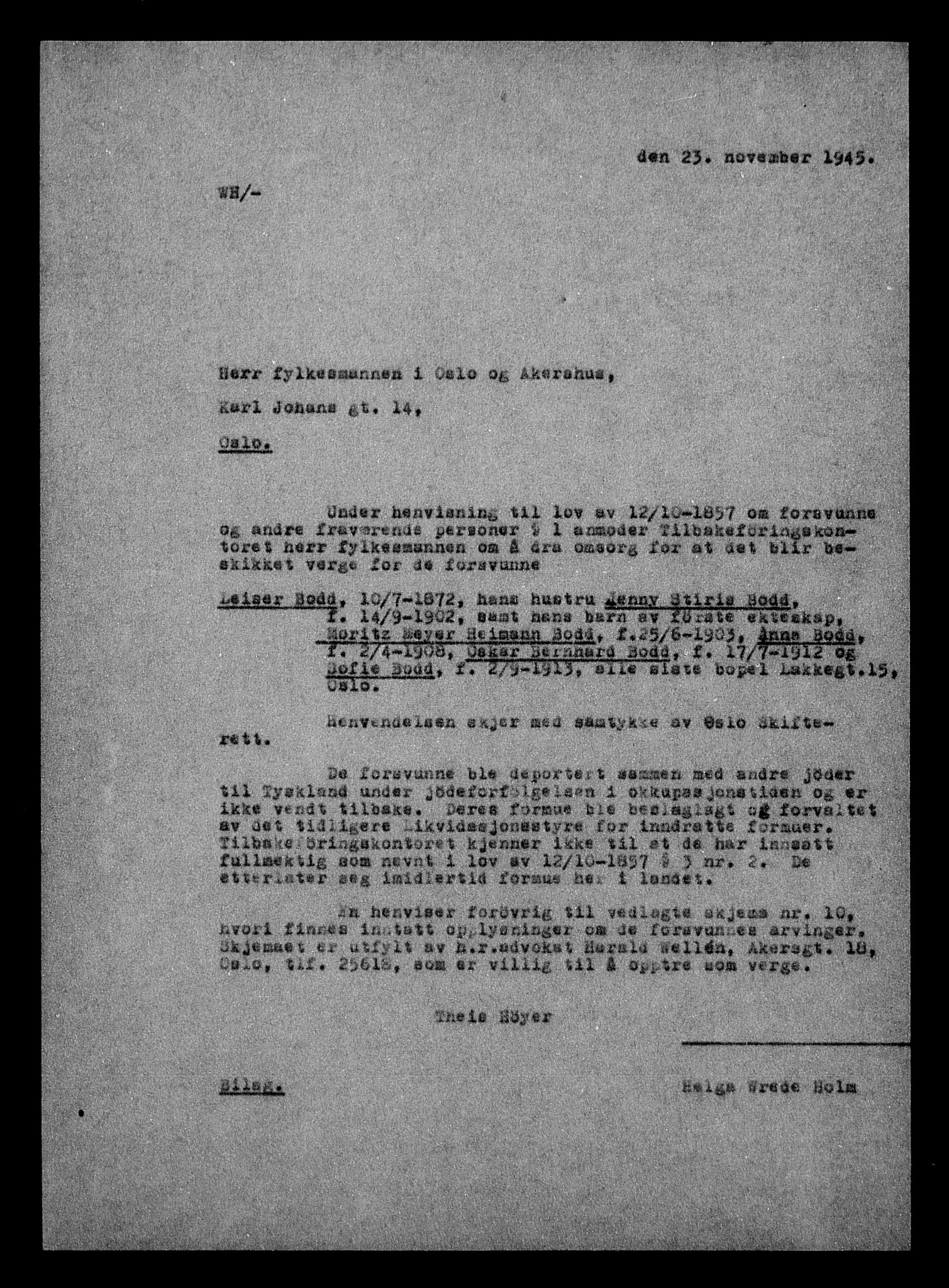 Justisdepartementet, Tilbakeføringskontoret for inndratte formuer, AV/RA-S-1564/H/Hc/Hcc/L0927: --, 1945-1947, p. 13
