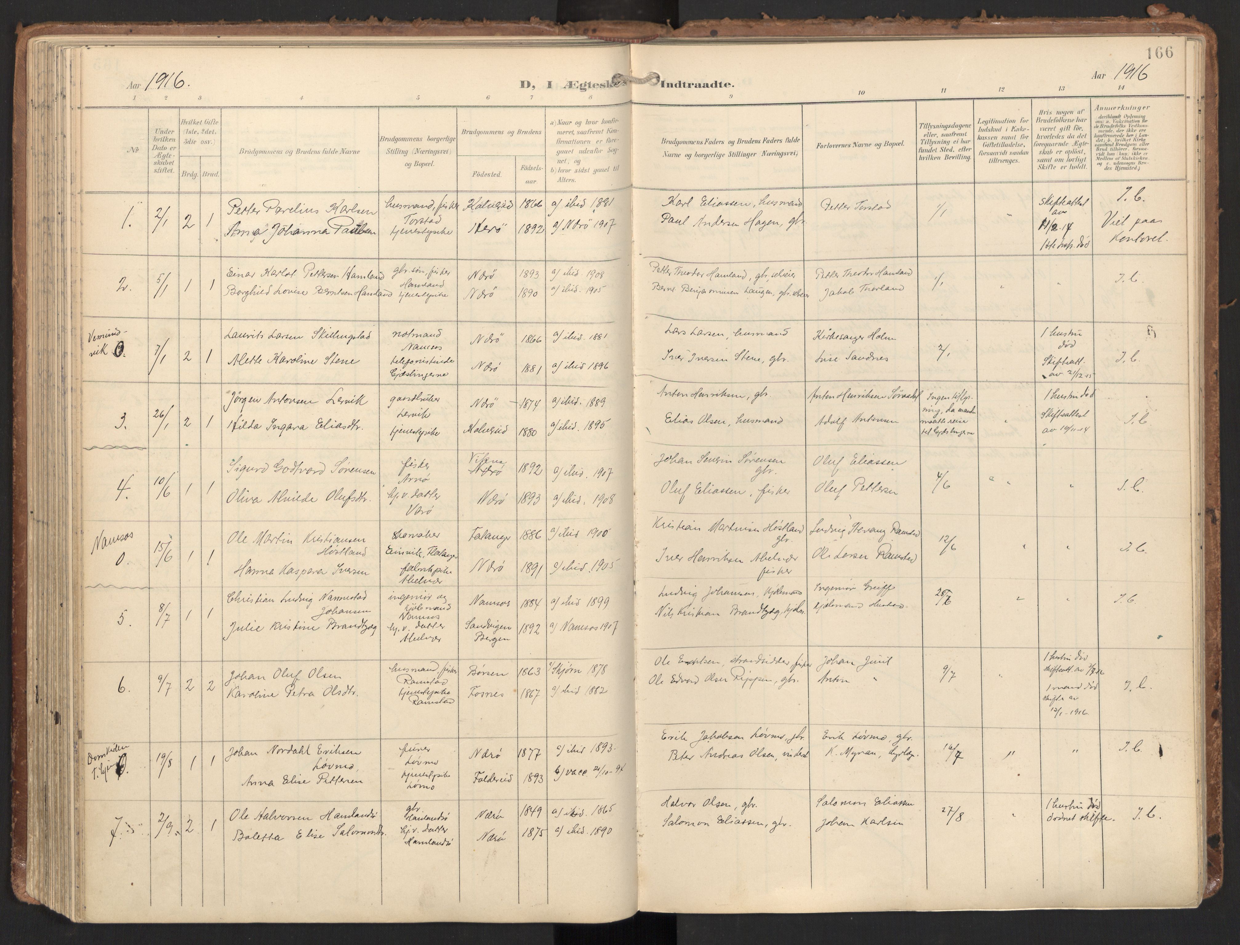 Ministerialprotokoller, klokkerbøker og fødselsregistre - Nord-Trøndelag, AV/SAT-A-1458/784/L0677: Parish register (official) no. 784A12, 1900-1920, p. 166