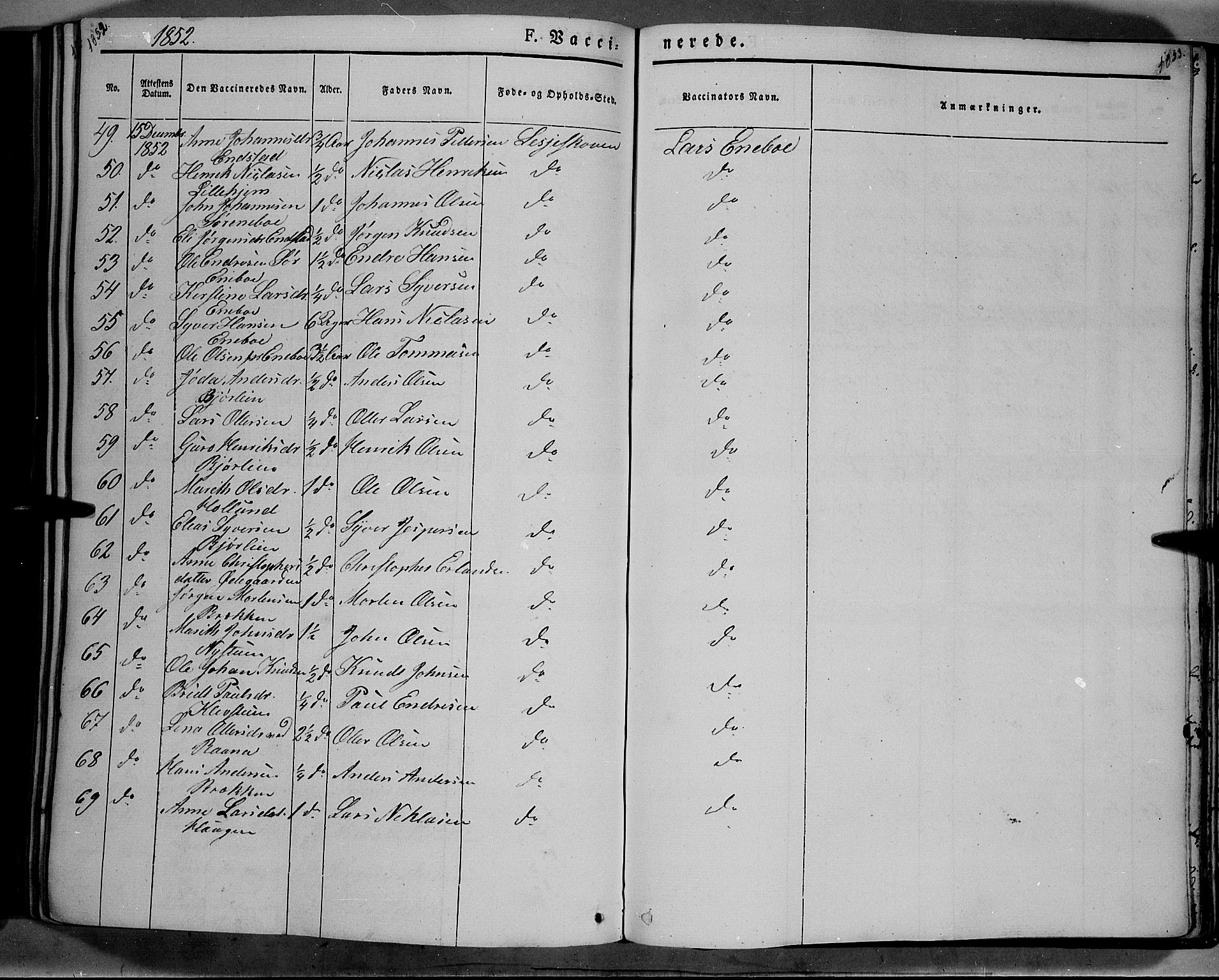Lesja prestekontor, SAH/PREST-068/H/Ha/Haa/L0006: Parish register (official) no. 6B, 1843-1854, p. 1052-1053