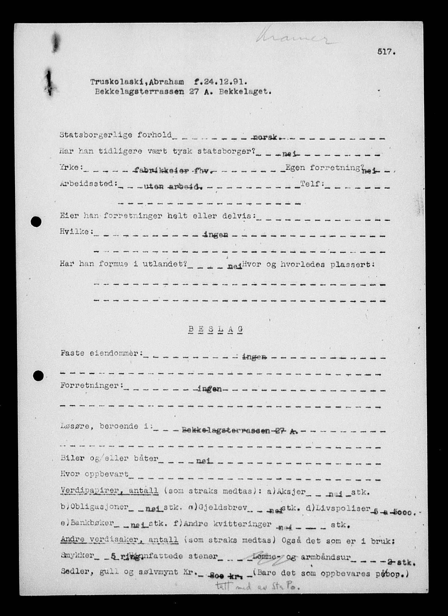 Justisdepartementet, Tilbakeføringskontoret for inndratte formuer, AV/RA-S-1564/H/Hc/Hcc/L0984: --, 1945-1947, p. 583