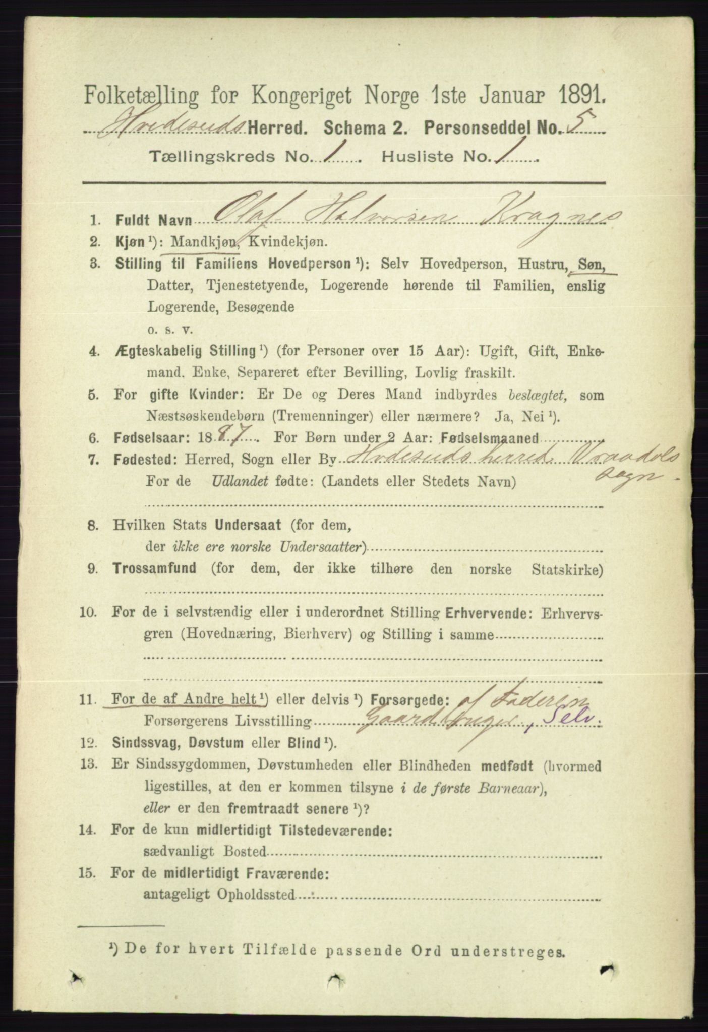 RA, 1891 census for 0829 Kviteseid, 1891, p. 81