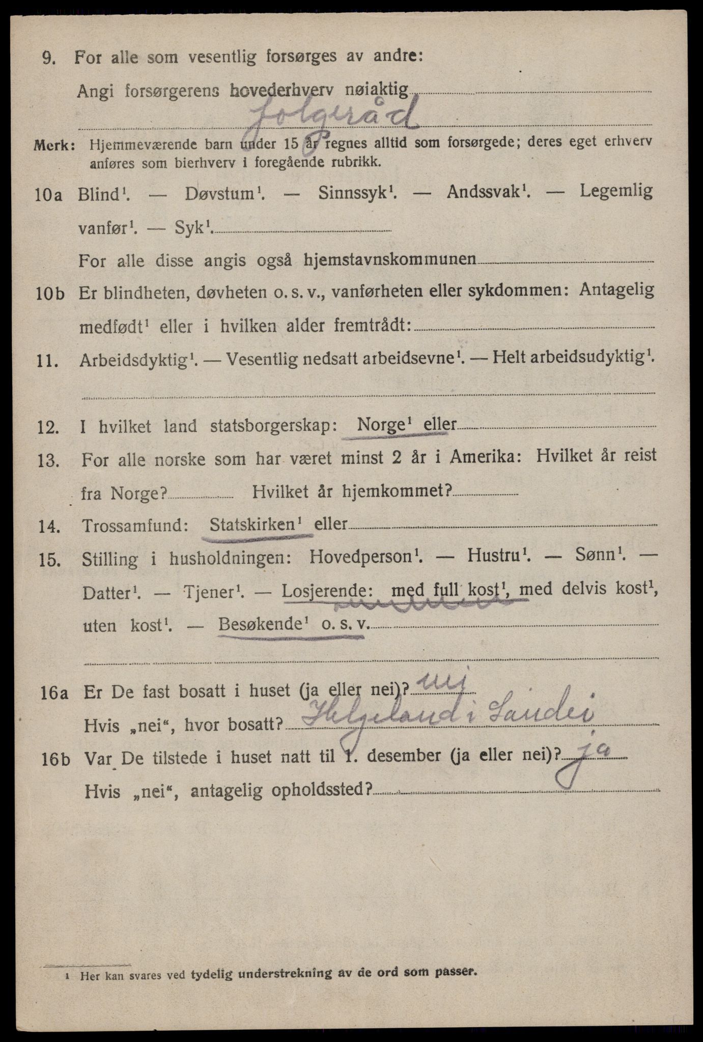 SAST, 1920 census for Hetland, 1920, p. 20278