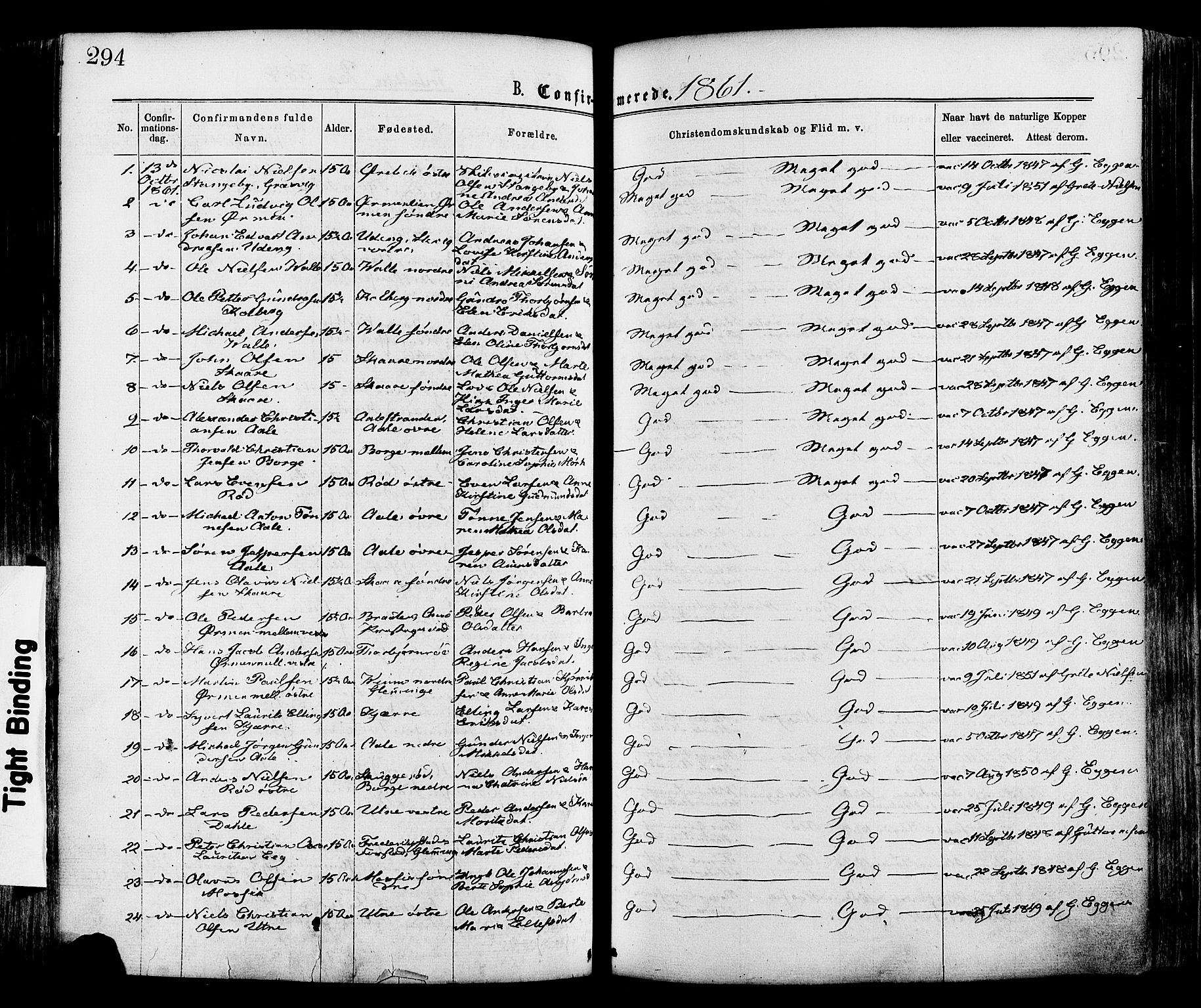 Onsøy prestekontor Kirkebøker, SAO/A-10914/F/Fa/L0004: Parish register (official) no. I 4, 1861-1877, p. 294