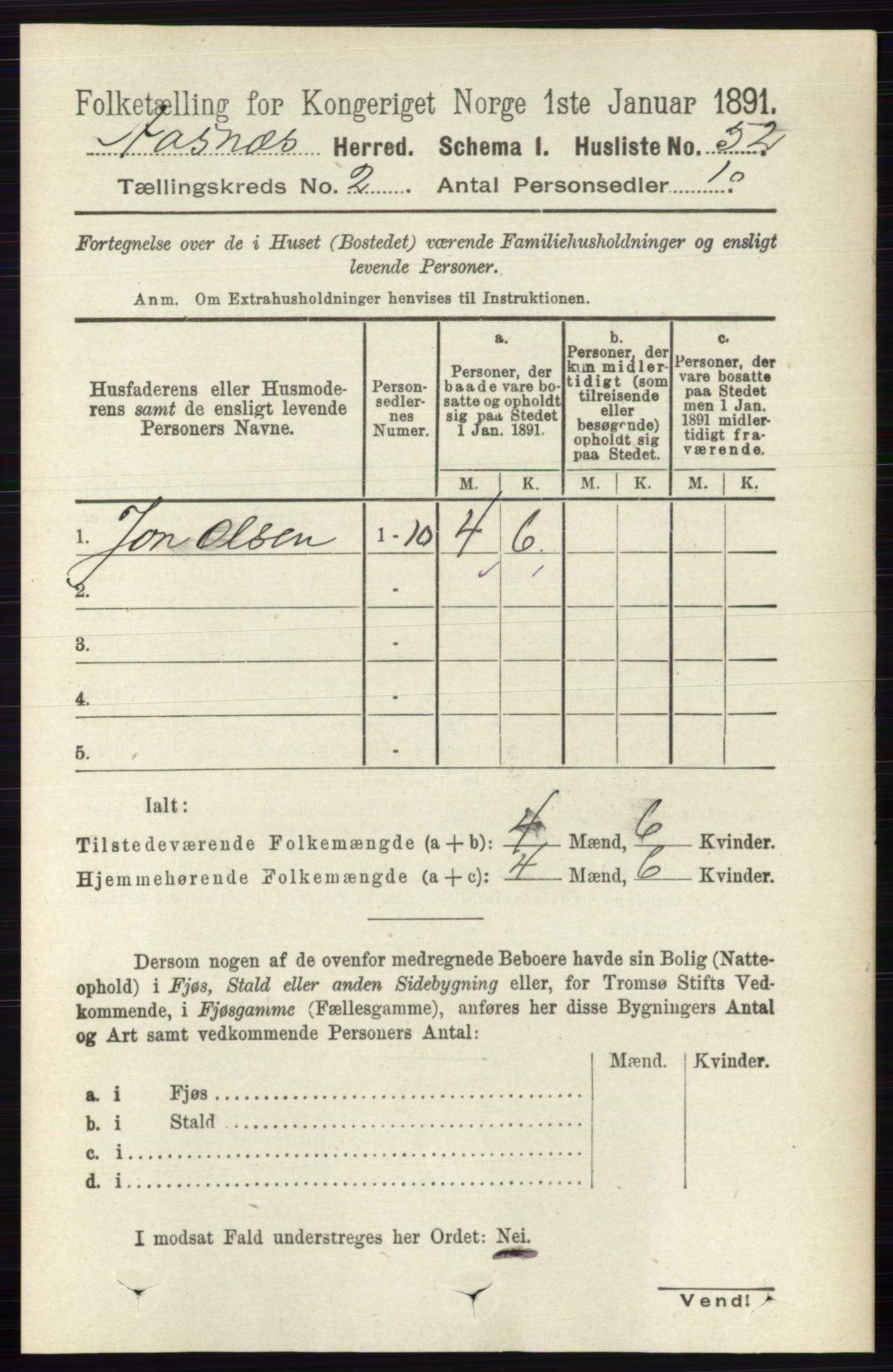 RA, 1891 census for 0425 Åsnes, 1891, p. 629