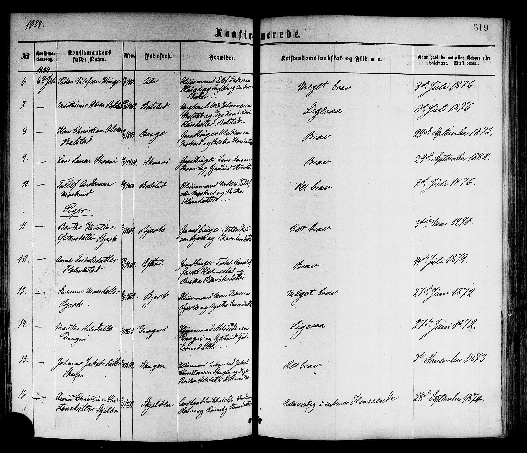 Luster sokneprestembete, AV/SAB-A-81101/H/Haa/Haaa/L0010: Parish register (official) no. A 10, 1871-1886, p. 319