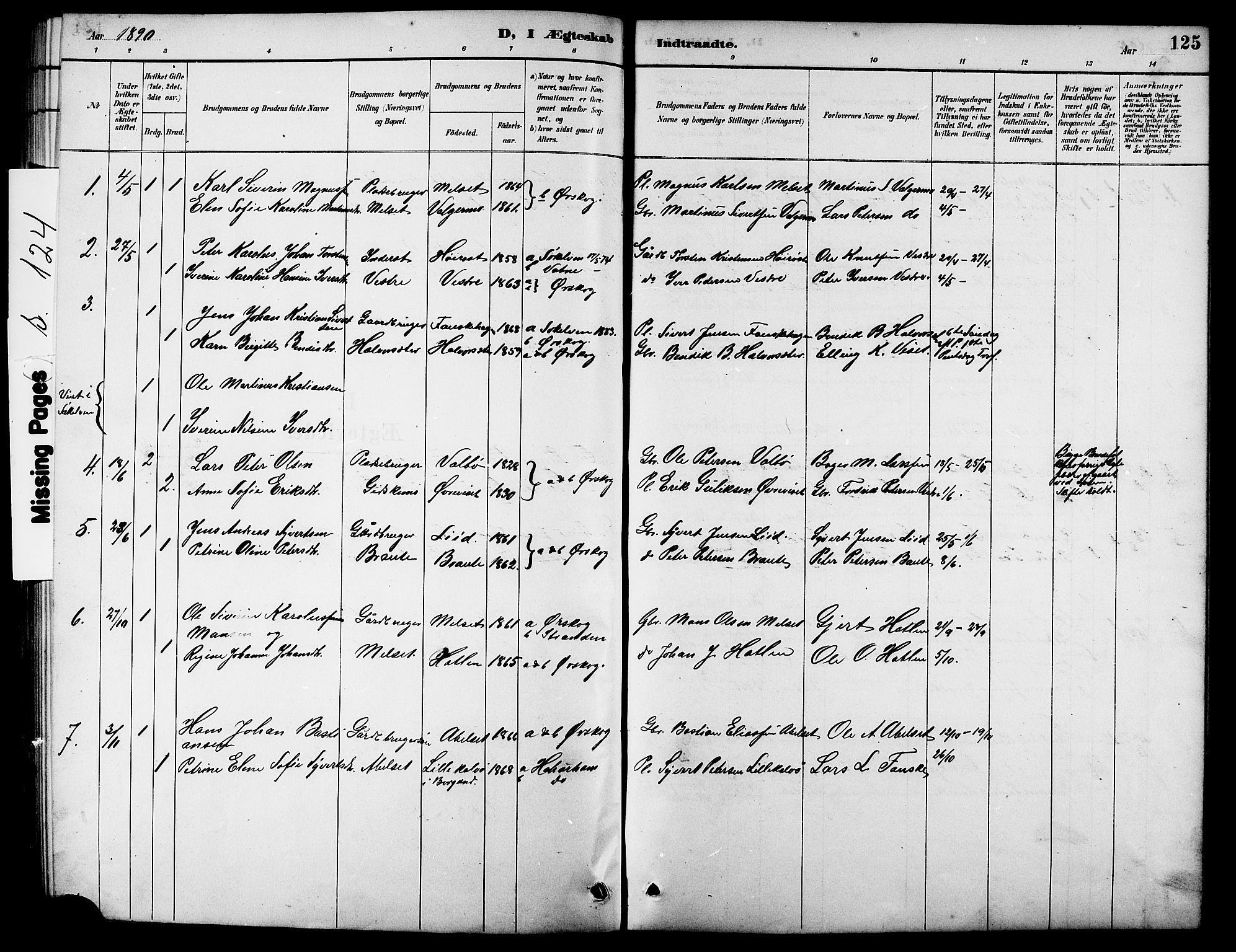 Ministerialprotokoller, klokkerbøker og fødselsregistre - Møre og Romsdal, SAT/A-1454/522/L0327: Parish register (copy) no. 522C06, 1890-1915, p. 125
