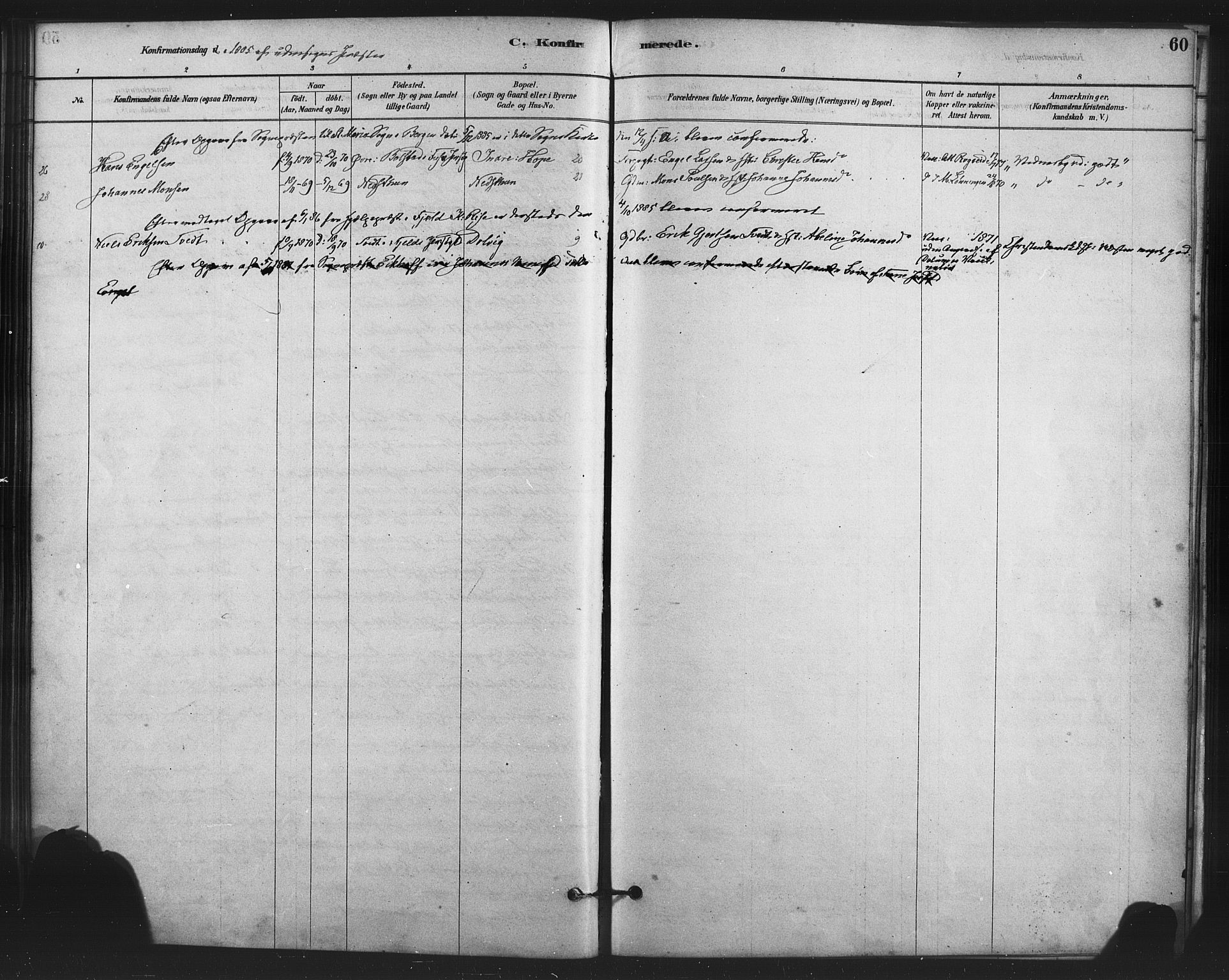 Fana Sokneprestembete, AV/SAB-A-75101/H/Haa/Haai/L0001: Parish register (official) no. I 1, 1878-1888, p. 60