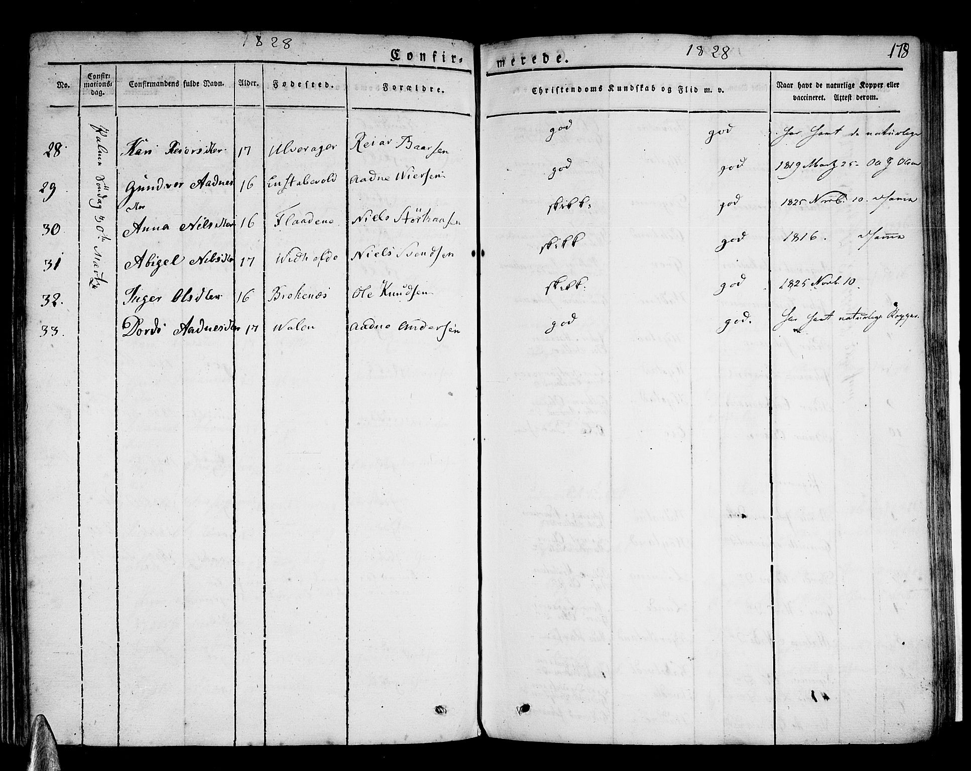 Stord sokneprestembete, AV/SAB-A-78201/H/Haa: Parish register (official) no. A 6, 1826-1840, p. 178