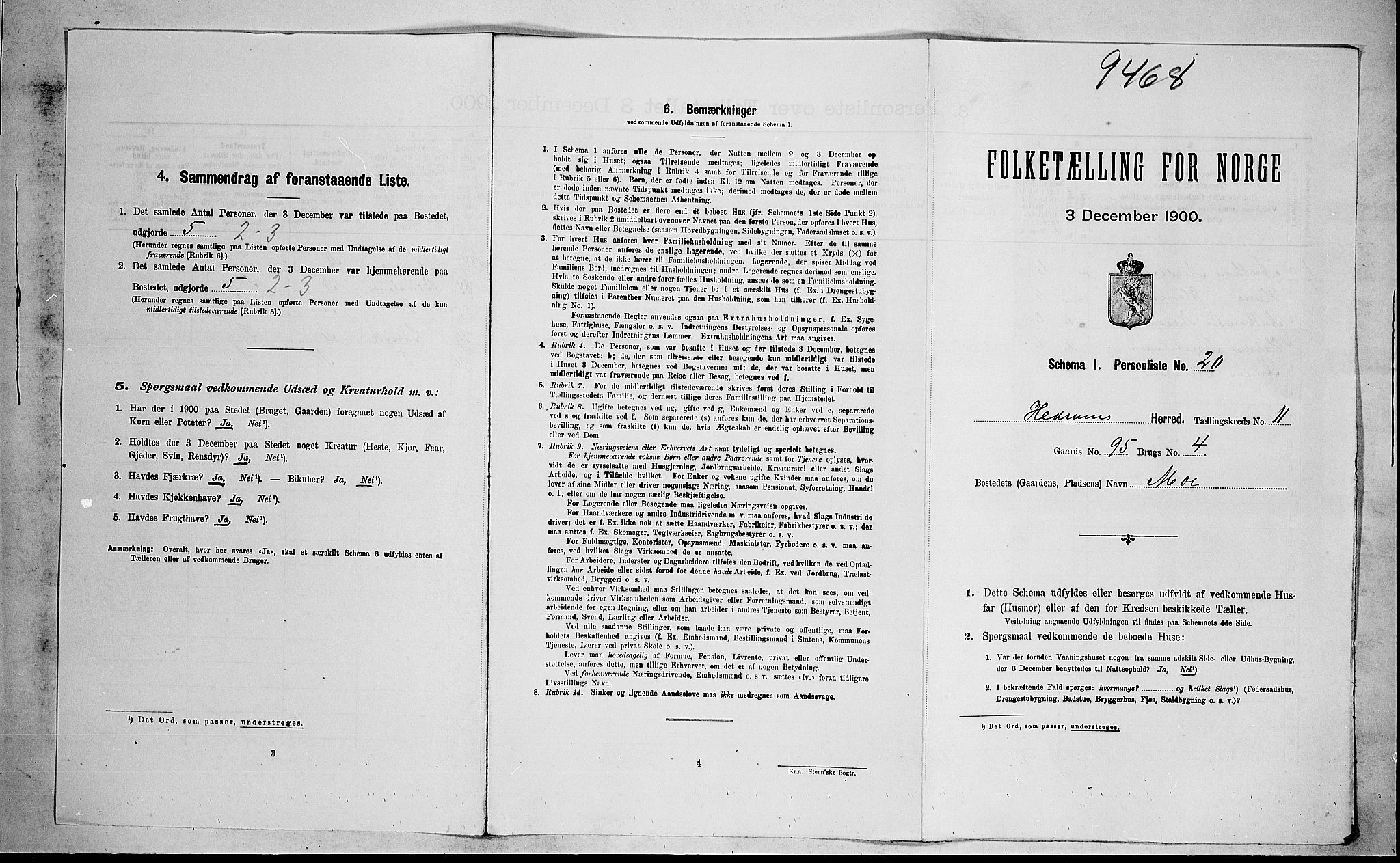 RA, 1900 census for Hedrum, 1900, p. 990