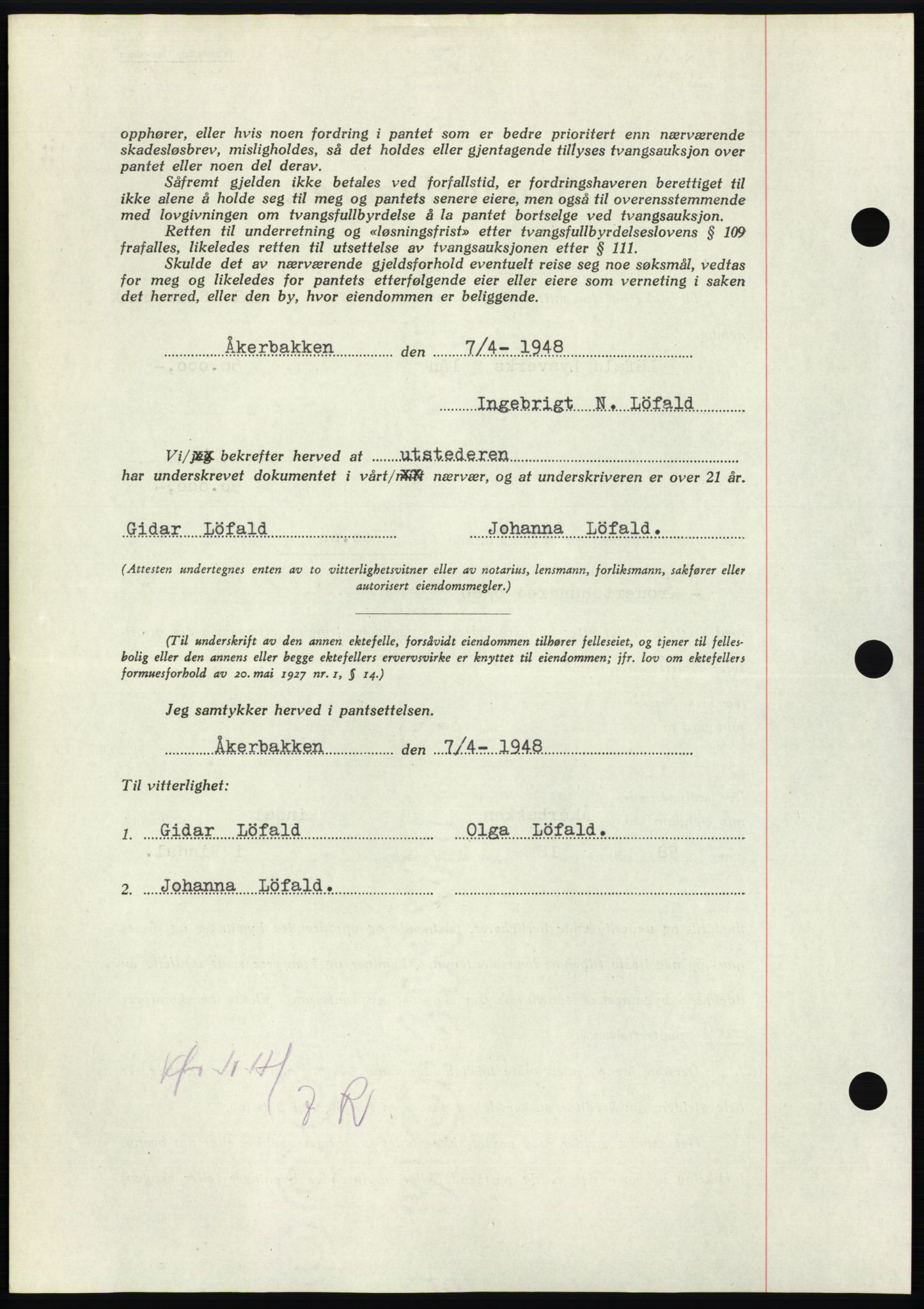 Nordmøre sorenskriveri, AV/SAT-A-4132/1/2/2Ca: Mortgage book no. B98, 1948-1948, Diary no: : 912/1948