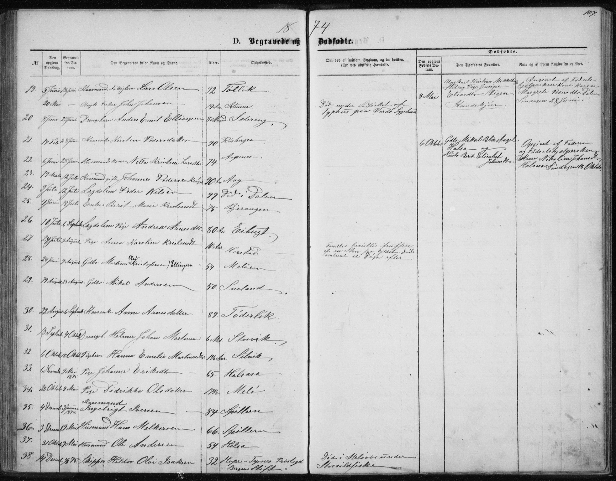 Ministerialprotokoller, klokkerbøker og fødselsregistre - Nordland, SAT/A-1459/843/L0635: Parish register (copy) no. 843C04, 1872-1887, p. 107