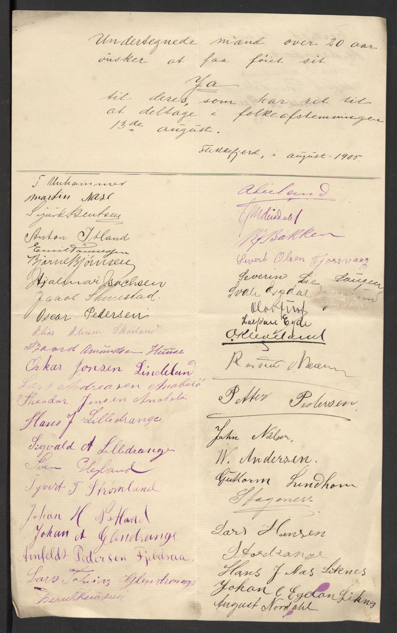 Justisdepartementet, 2. sivilkontor C, RA/S-1040/F/L0125B/0002: Folkeavstemmingen august 1905 / Kvinnenes stemmelister, 1905, p. 75