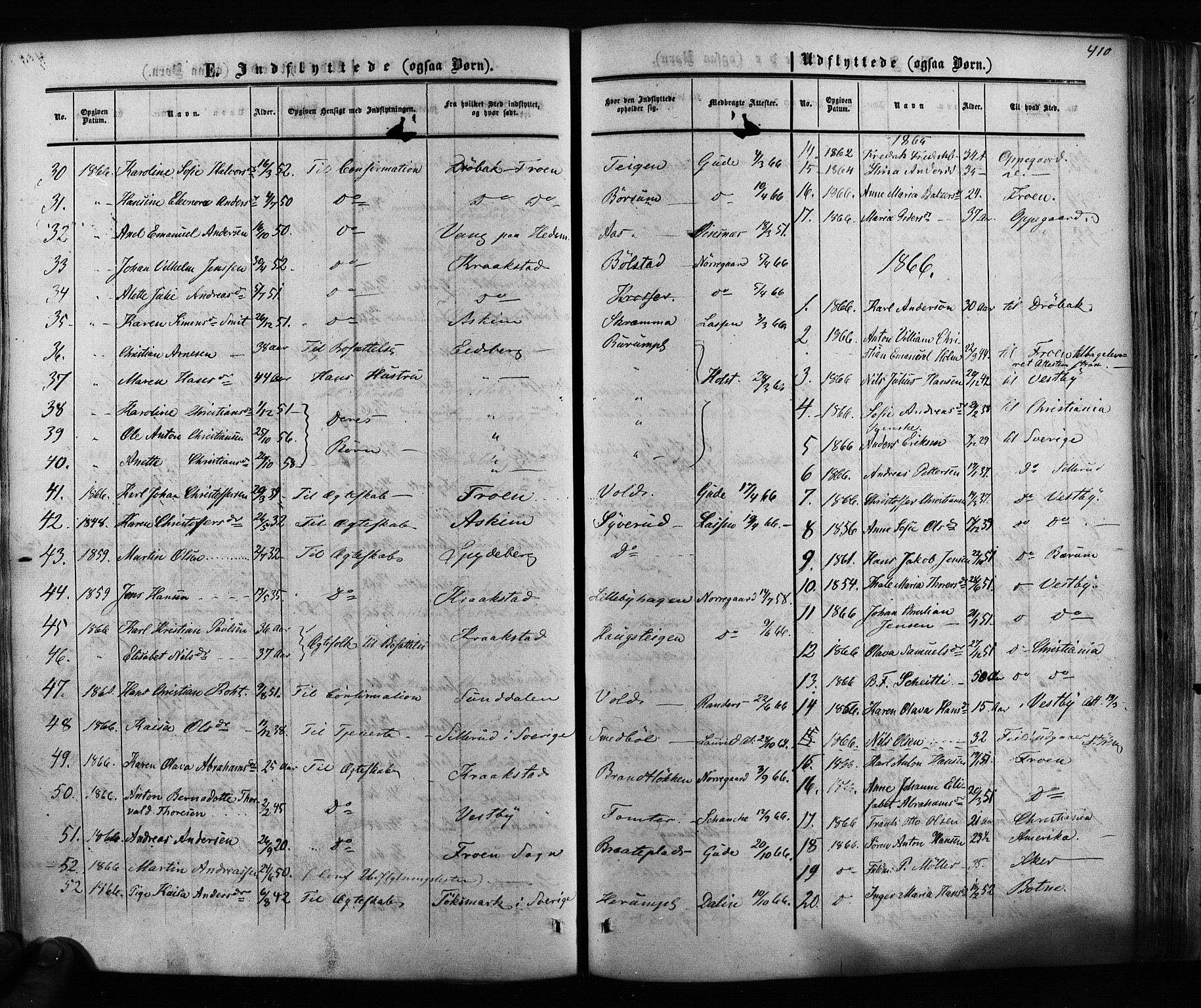 Ås prestekontor Kirkebøker, AV/SAO-A-10894/F/Fa/L0007: Parish register (official) no. I 7, 1854-1870, p. 410