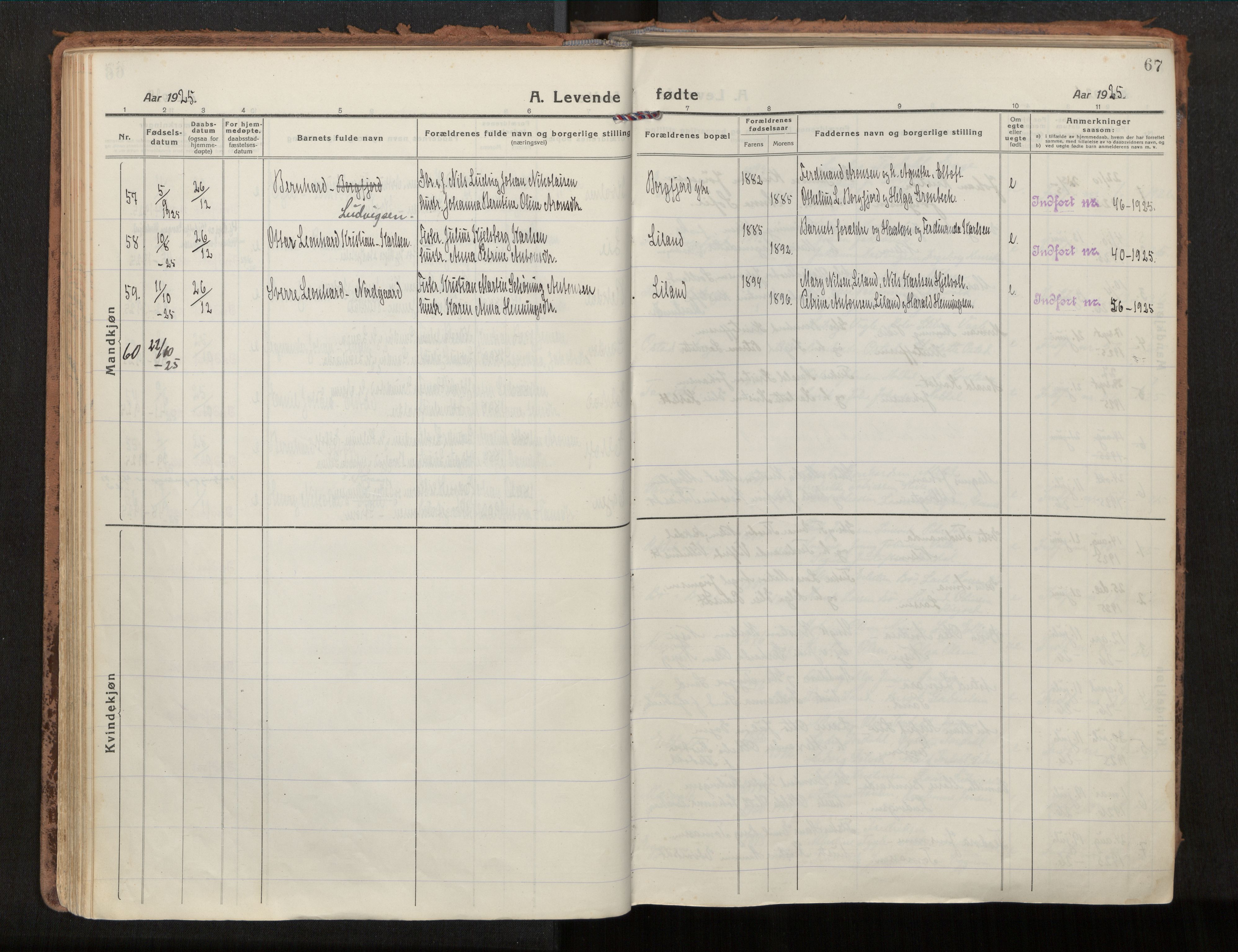 Ministerialprotokoller, klokkerbøker og fødselsregistre - Nordland, AV/SAT-A-1459/880/L1136: Parish register (official) no. 880A10, 1919-1927, p. 67