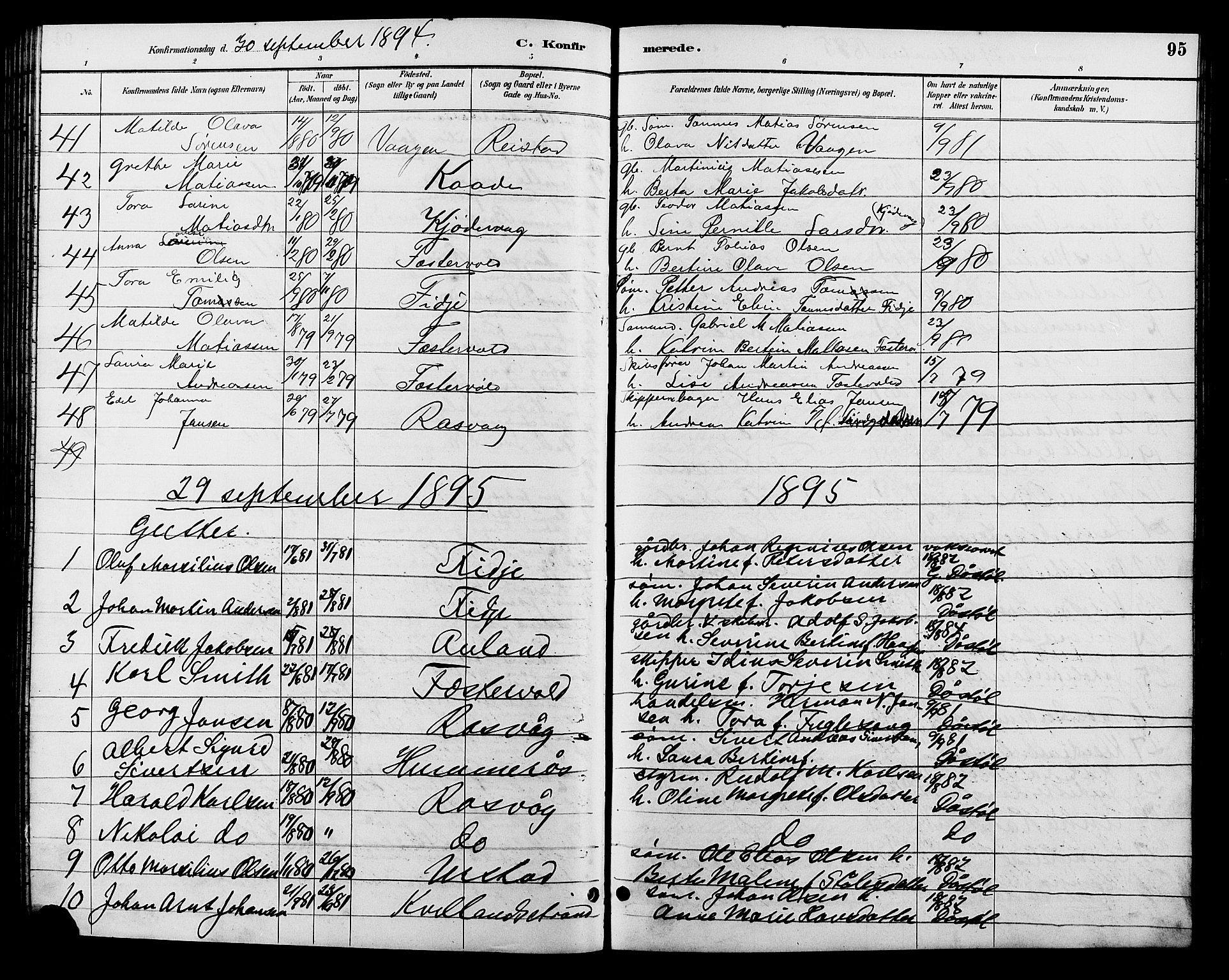 Flekkefjord sokneprestkontor, AV/SAK-1111-0012/F/Fb/Fbb/L0004: Parish register (copy) no. B 4, 1889-1907, p. 95