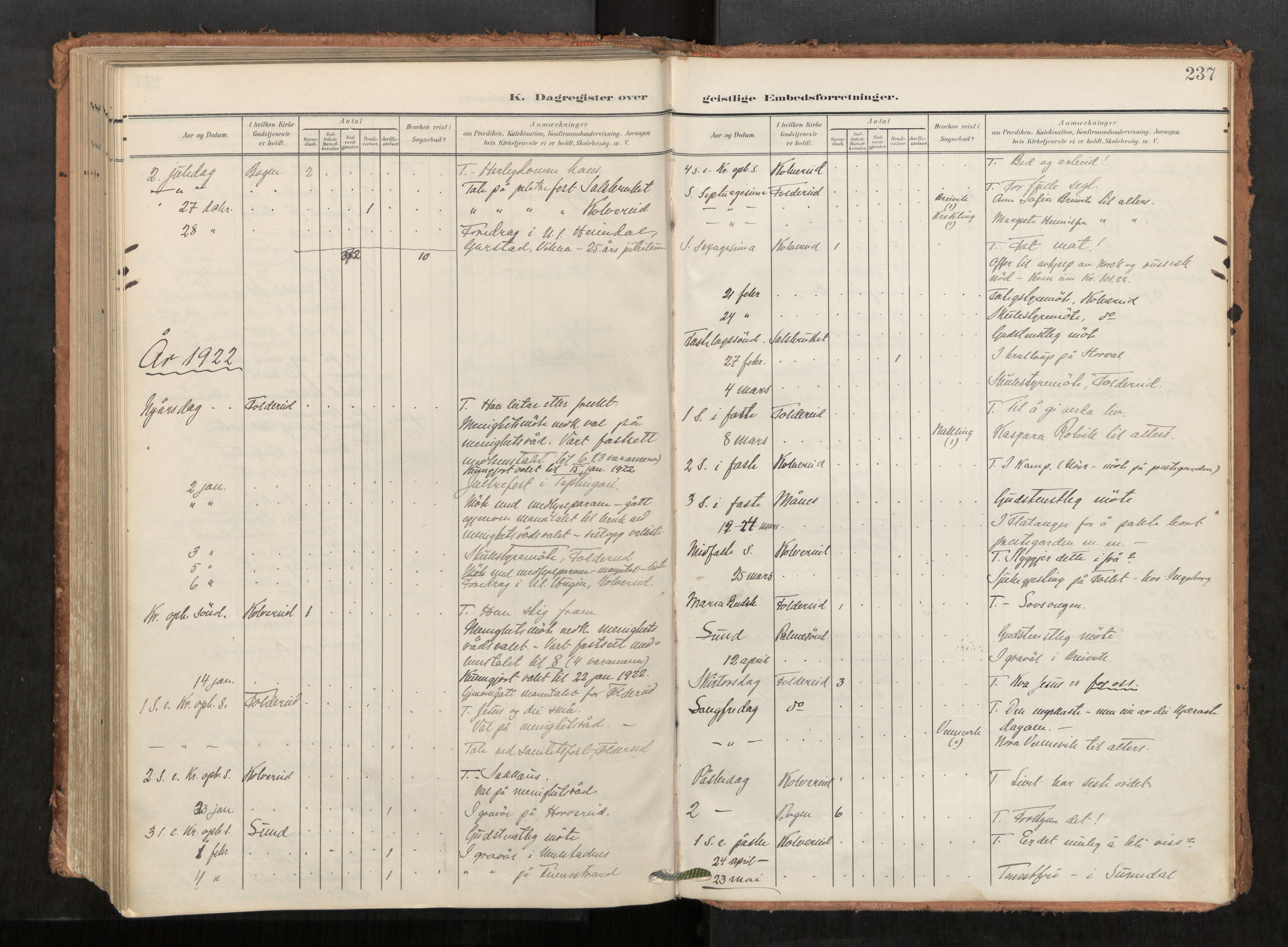 Kolvereid sokneprestkontor, SAT/A-1171/H/Ha/Haa/L0001: Parish register (official) no. 1, 1903-1922, p. 237