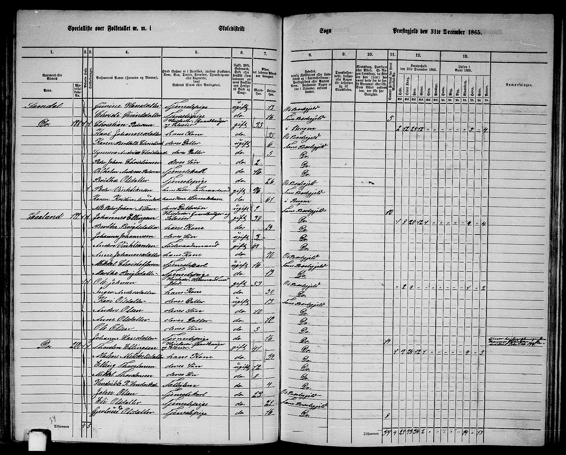 RA, 1865 census for Fana, 1865, p. 78