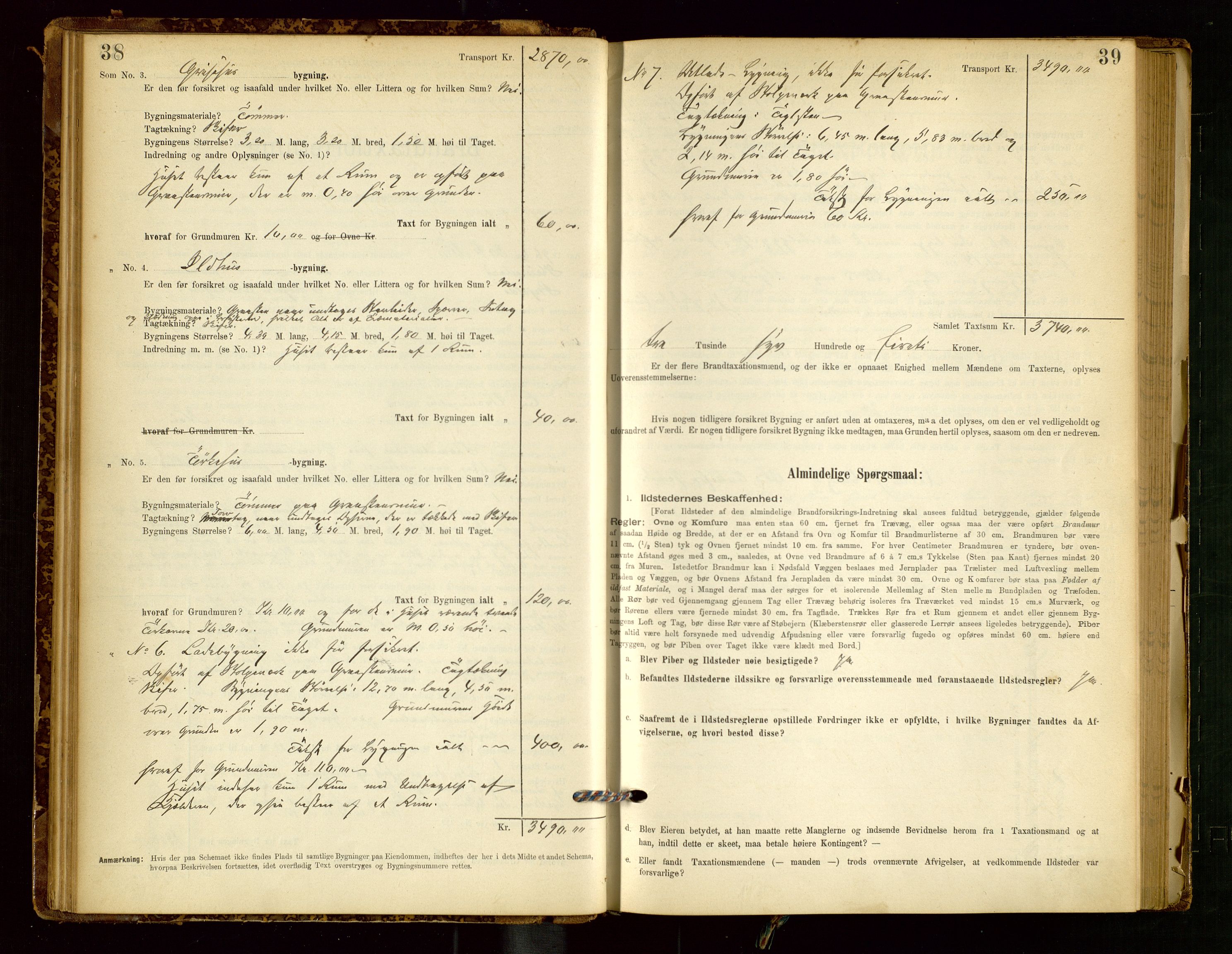 Skjold lensmannskontor, AV/SAST-A-100182/Gob/L0001: "Brandtaxationsprotokol for Skjold Lensmandsdistrikt Ryfylke Fogderi", 1894-1939, p. 38-39