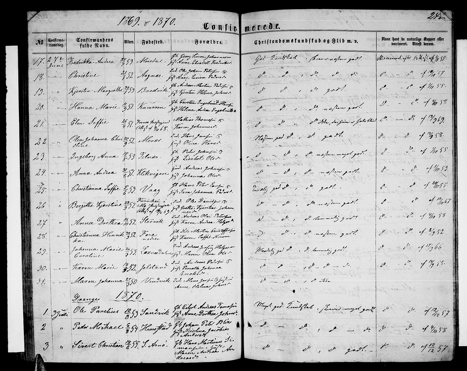 Ministerialprotokoller, klokkerbøker og fødselsregistre - Nordland, AV/SAT-A-1459/805/L0107: Parish register (copy) no. 805C03, 1862-1885, p. 243