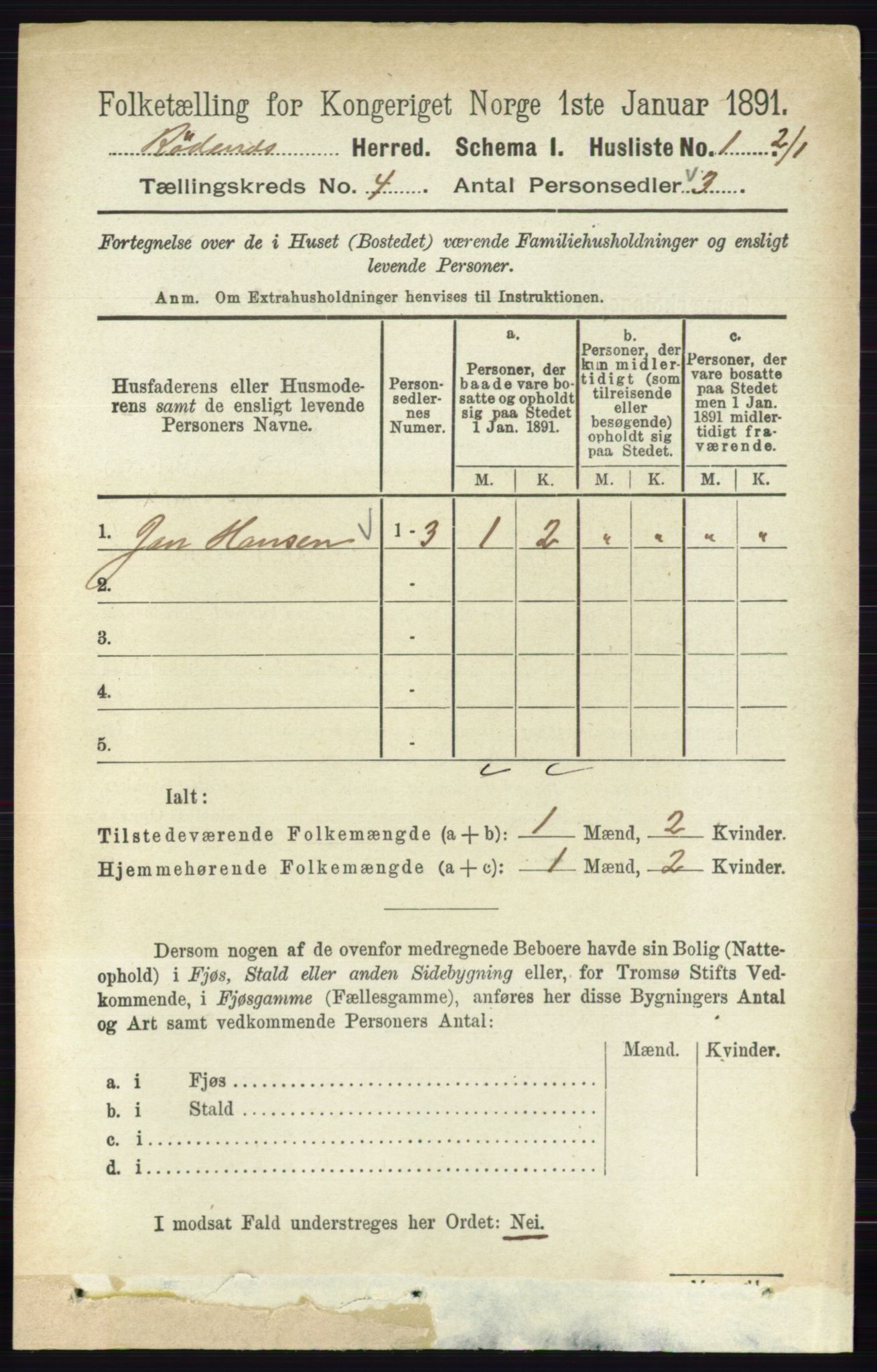 RA, 1891 census for 0120 Rødenes, 1891, p. 1564