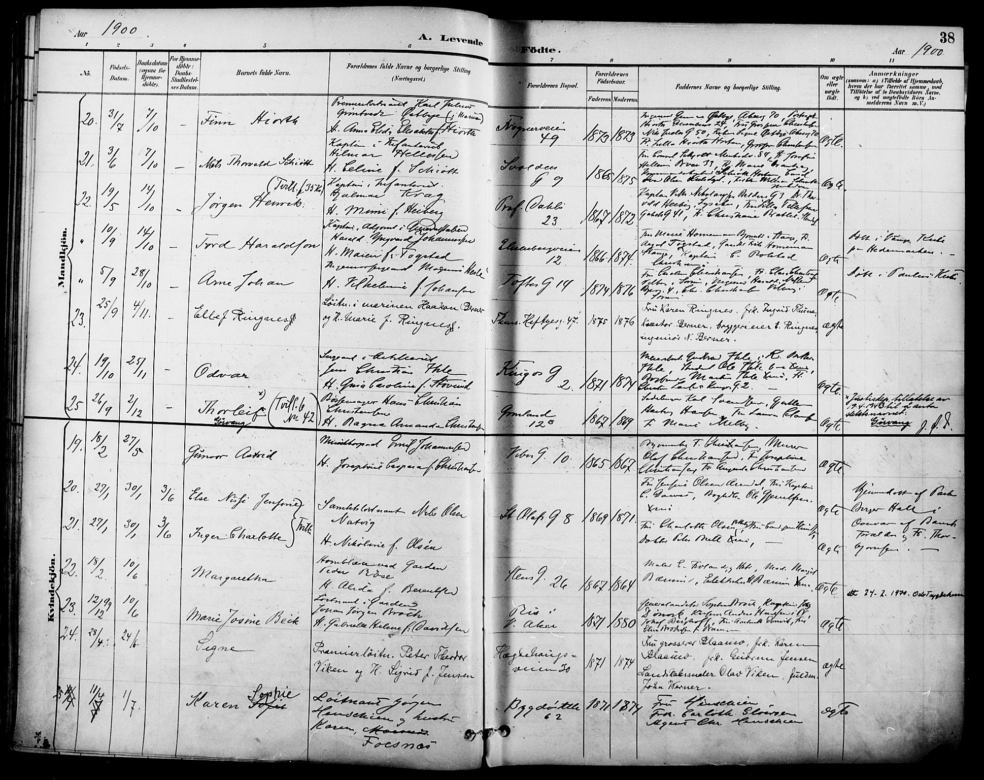 Garnisonsmenigheten Kirkebøker, SAO/A-10846/F/Fa/L0013: Parish register (official) no. 13, 1894-1904, p. 38