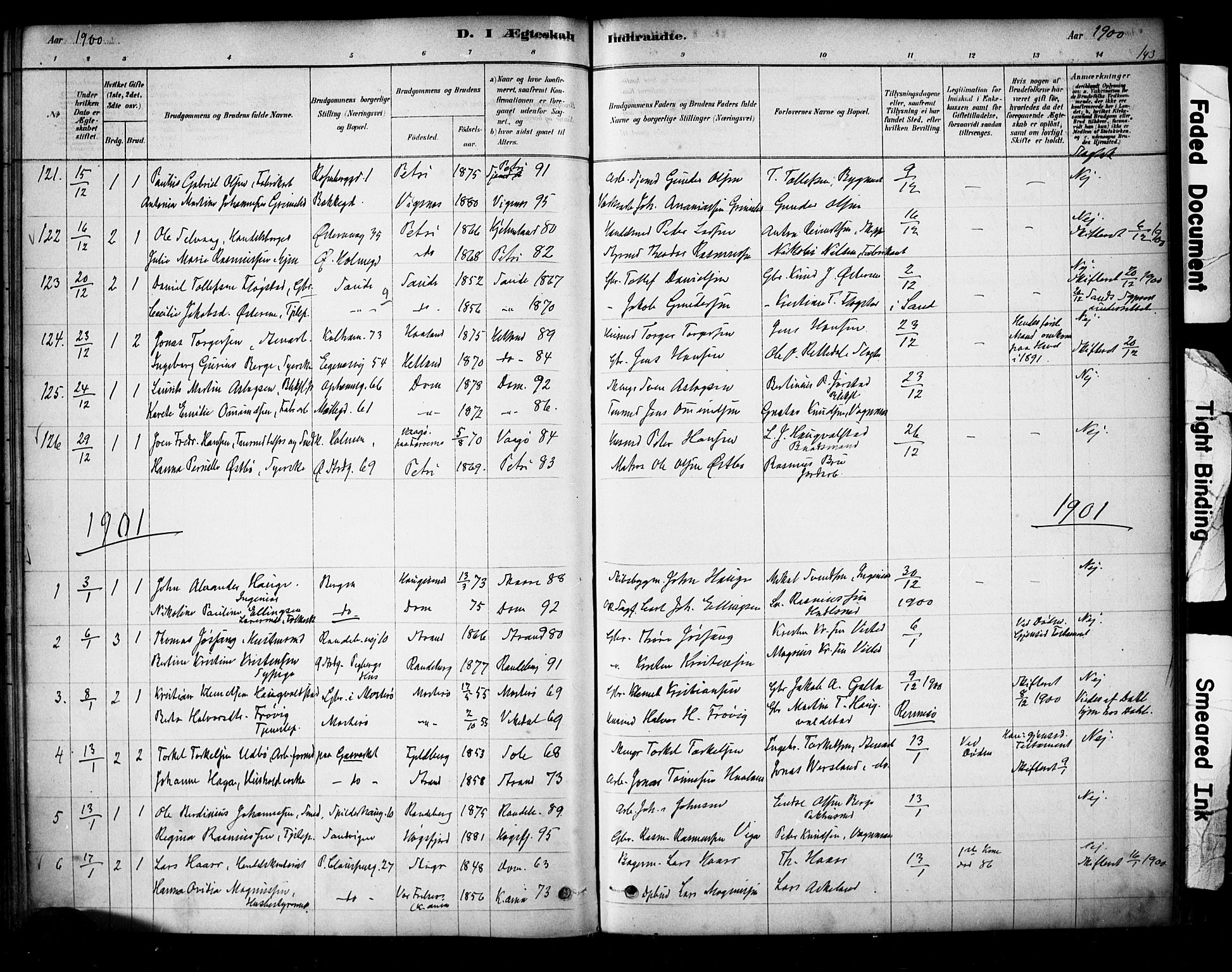 Domkirken sokneprestkontor, SAST/A-101812/001/30/30BA/L0029: Parish register (official) no. A 28, 1878-1904, p. 143
