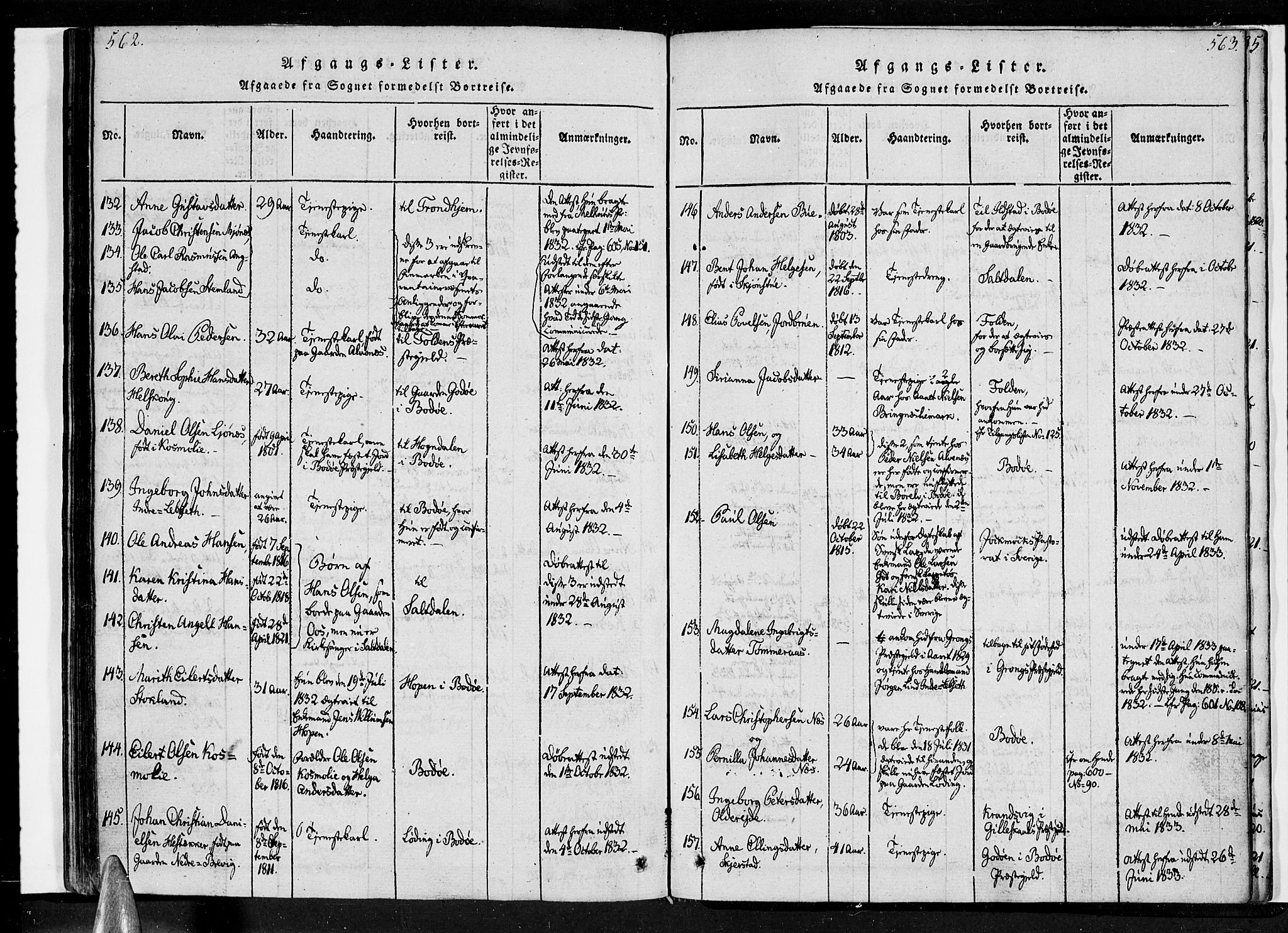 Ministerialprotokoller, klokkerbøker og fødselsregistre - Nordland, SAT/A-1459/852/L0736: Parish register (official) no. 852A06, 1820-1833, p. 562-563