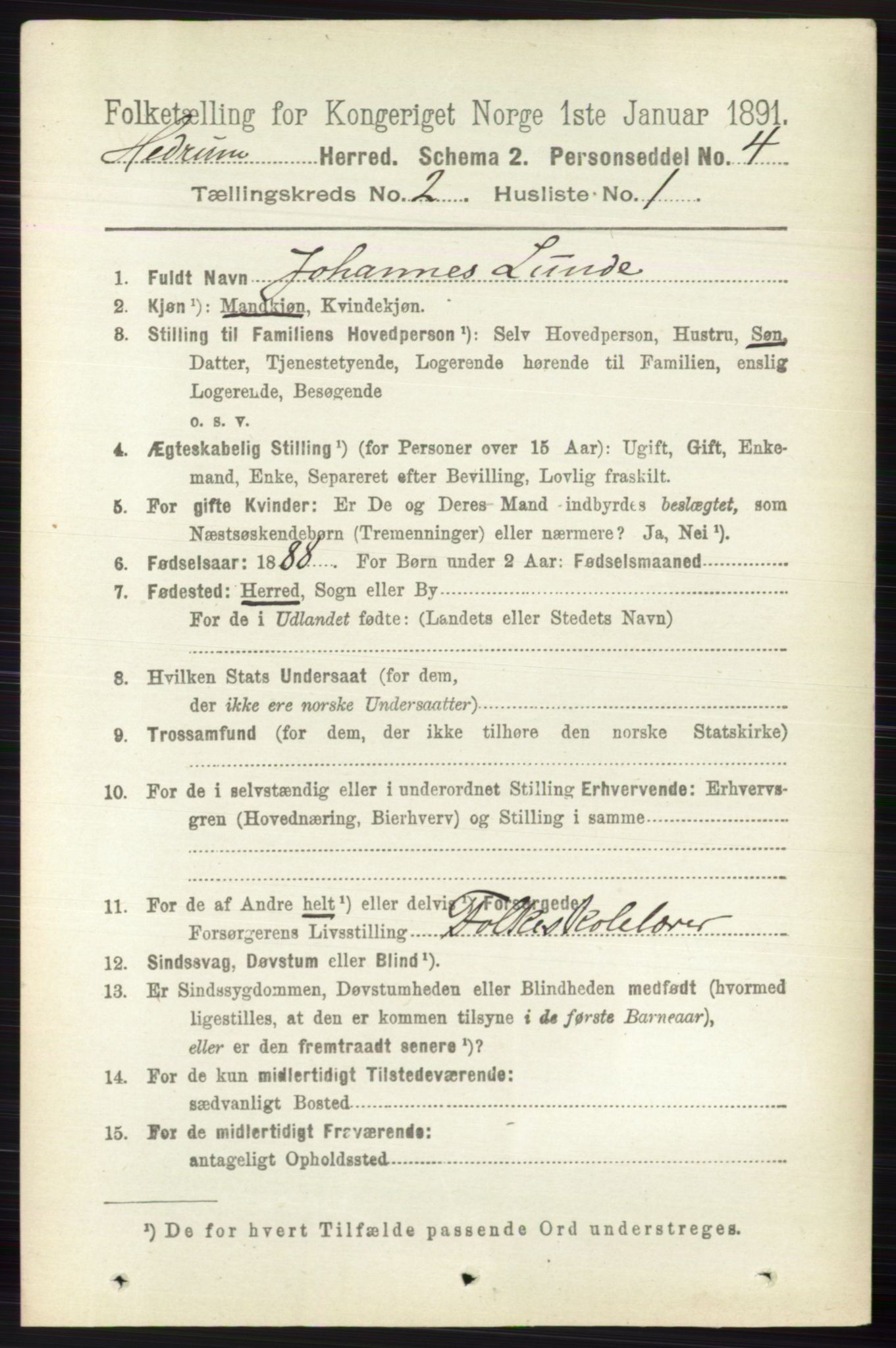 RA, 1891 census for 0727 Hedrum, 1891, p. 371