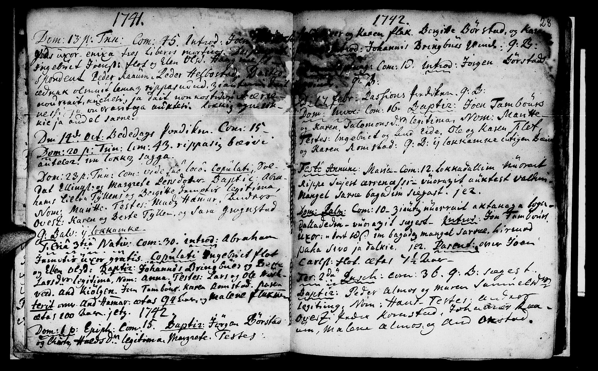 Ministerialprotokoller, klokkerbøker og fødselsregistre - Nord-Trøndelag, SAT/A-1458/765/L0560: Parish register (official) no. 765A01, 1706-1748, p. 28