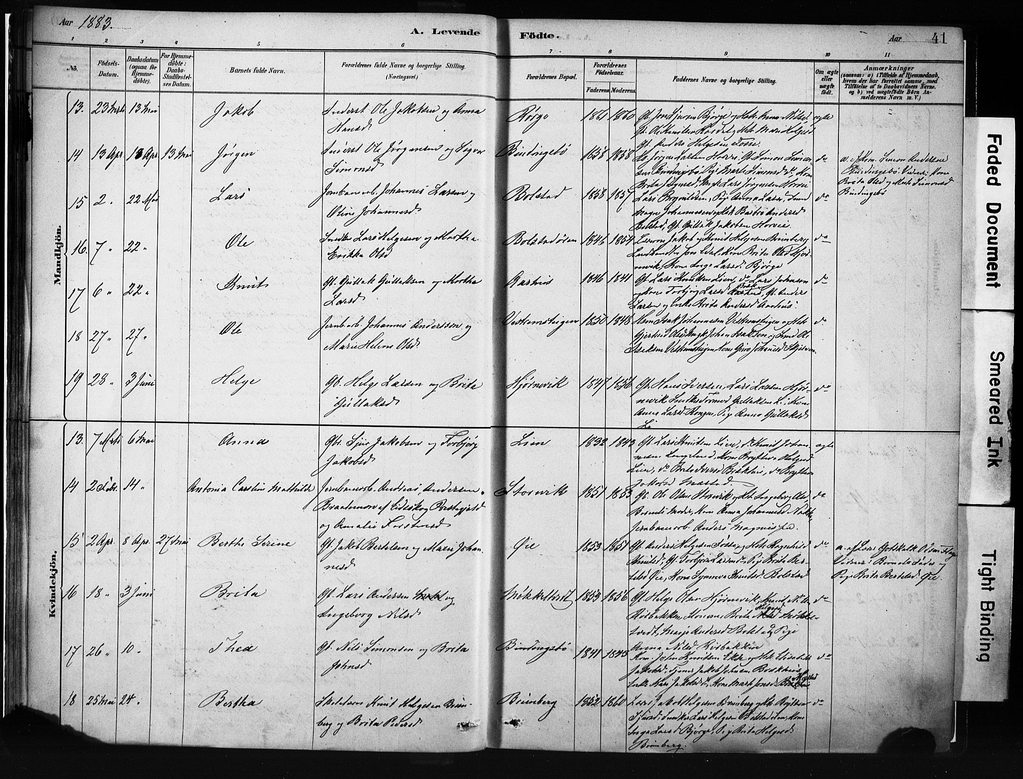 Evanger sokneprestembete, AV/SAB-A-99924: Parish register (official) no. A 1, 1877-1899, p. 41