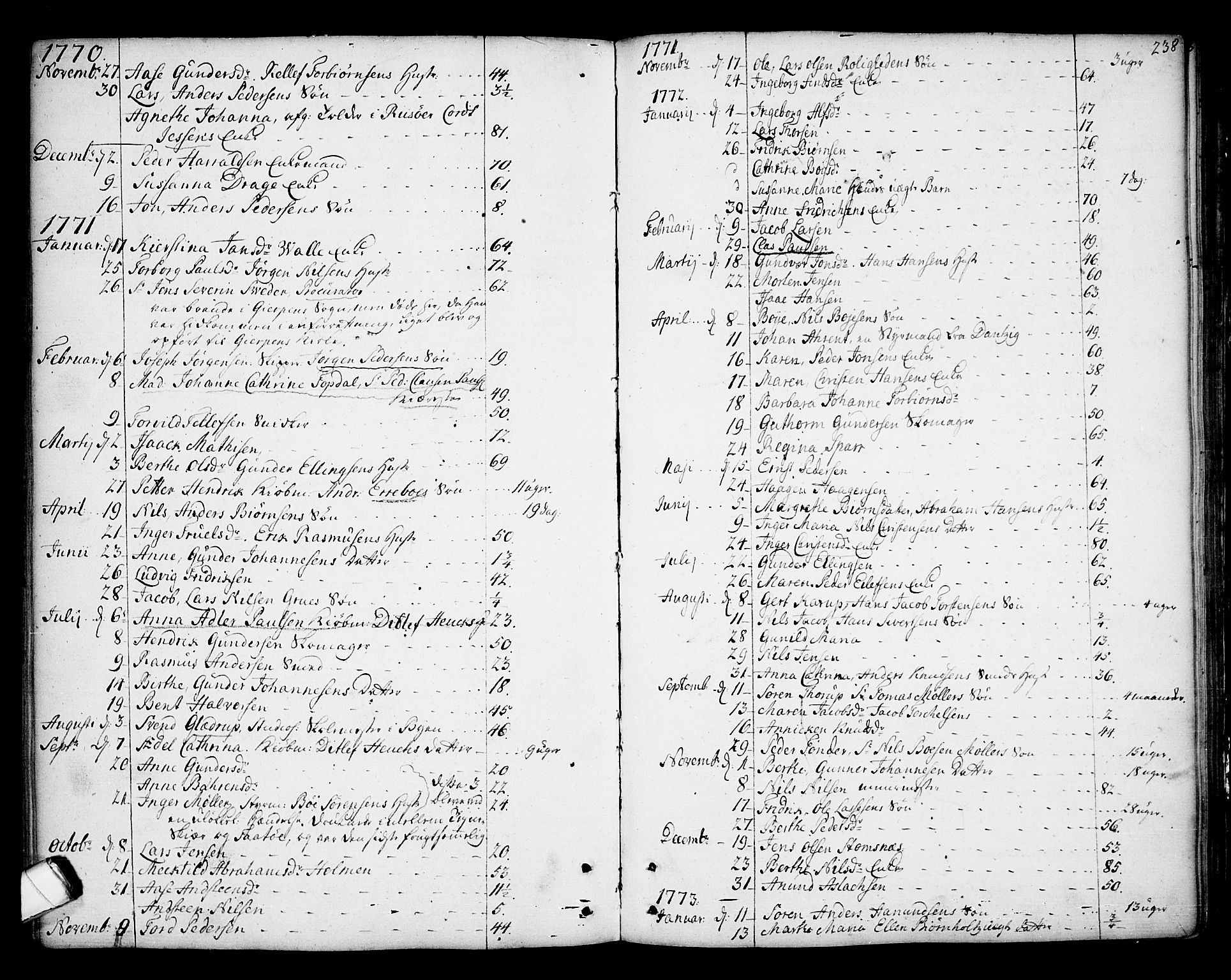 Kragerø kirkebøker, SAKO/A-278/F/Fa/L0002: Parish register (official) no. 2, 1767-1802, p. 238