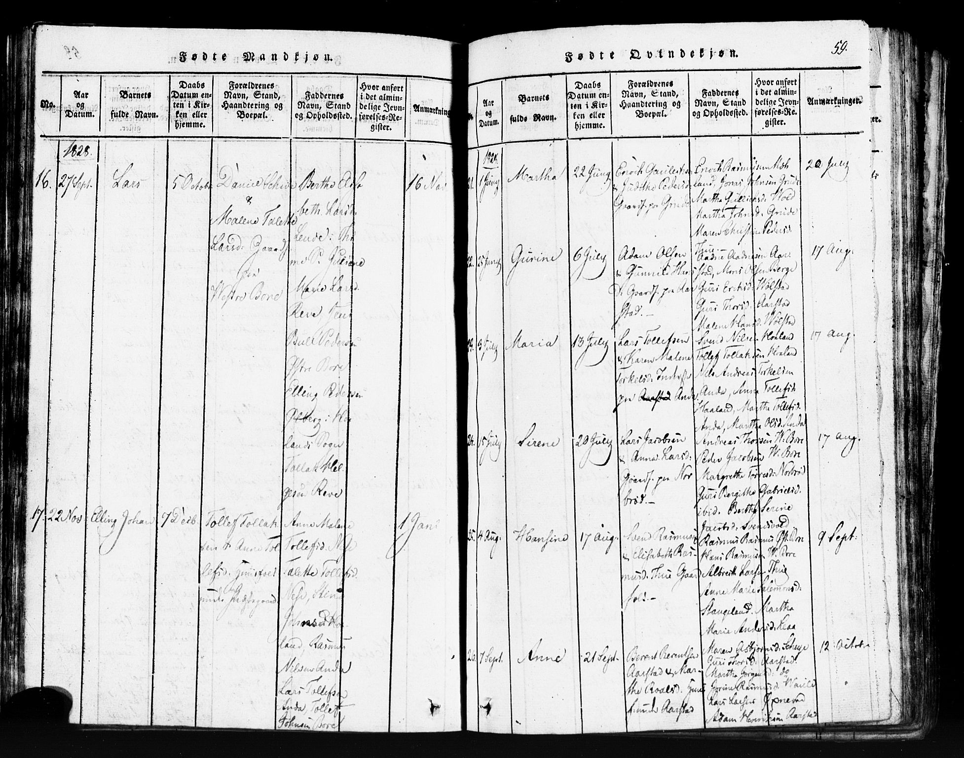 Klepp sokneprestkontor, SAST/A-101803/001/3/30BB/L0001: Parish register (copy) no.  B 1, 1816-1859, p. 59