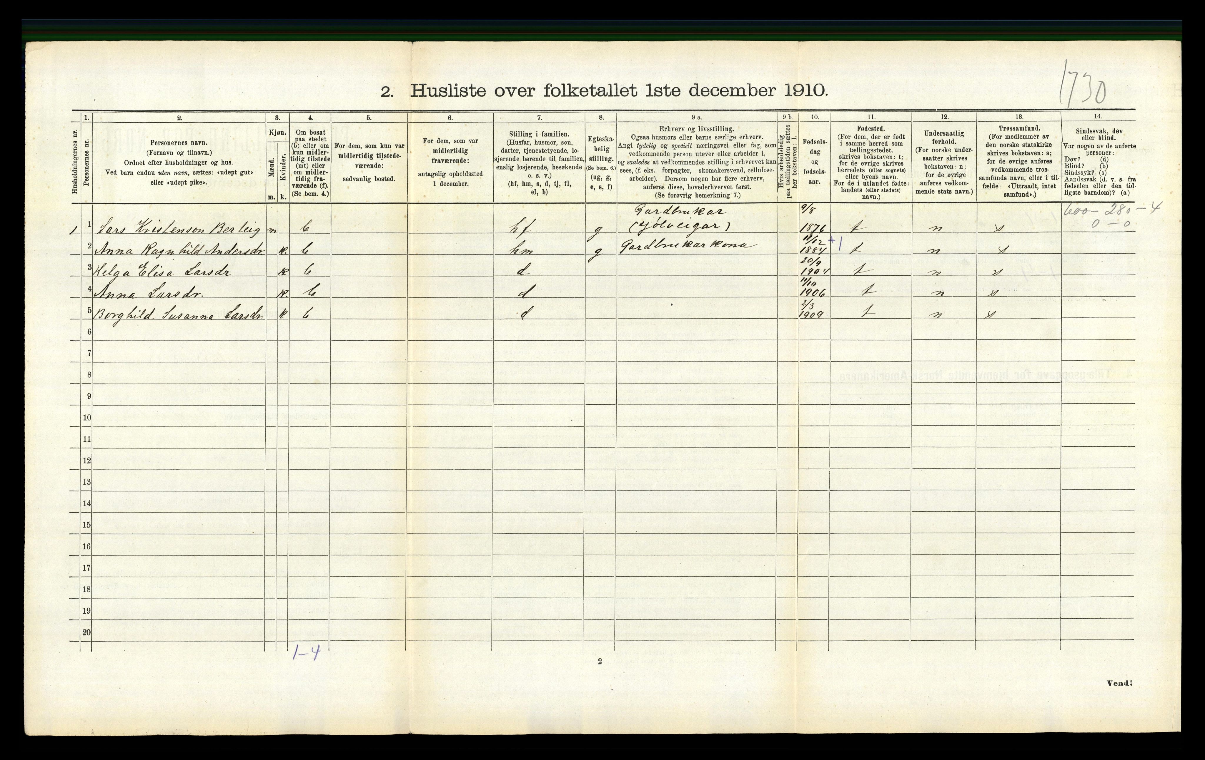 RA, 1910 census for Luster, 1910, p. 178