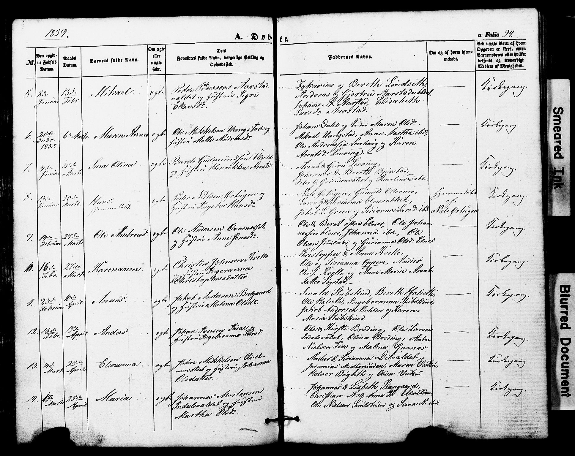 Ministerialprotokoller, klokkerbøker og fødselsregistre - Nord-Trøndelag, SAT/A-1458/724/L0268: Parish register (copy) no. 724C04, 1846-1878, p. 94